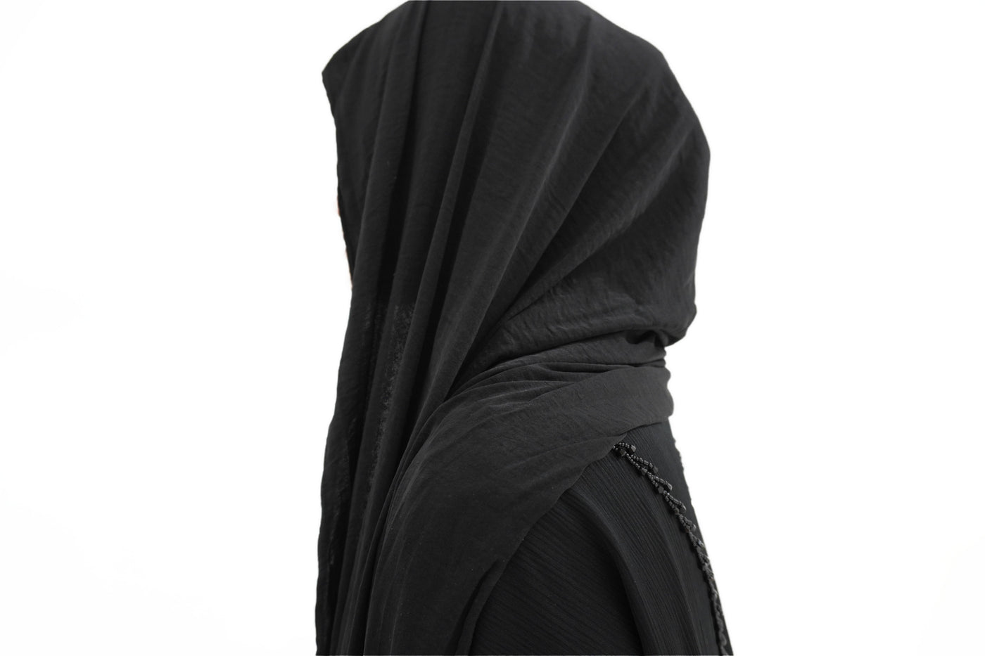 Hijab à enfiler noir soie mate