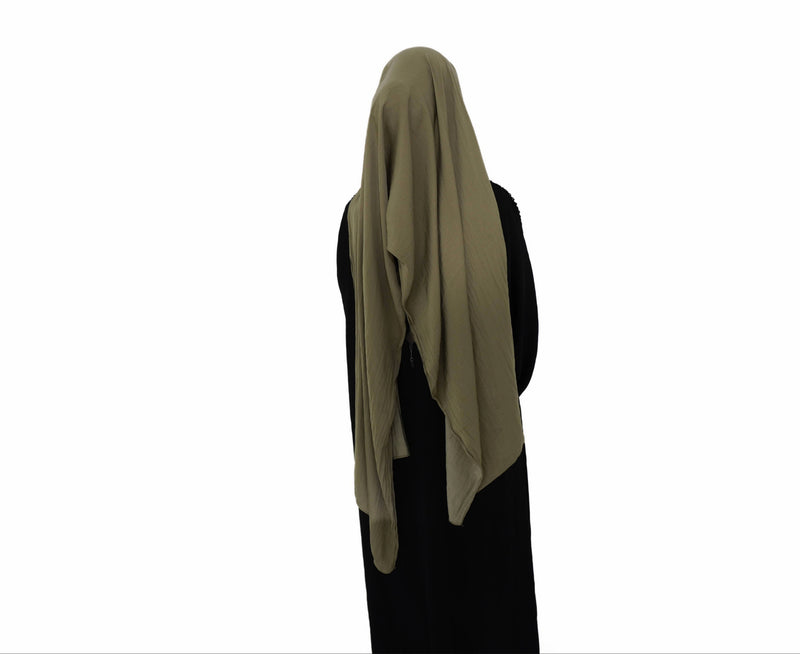 Hijab à enfiler kaki soie mate