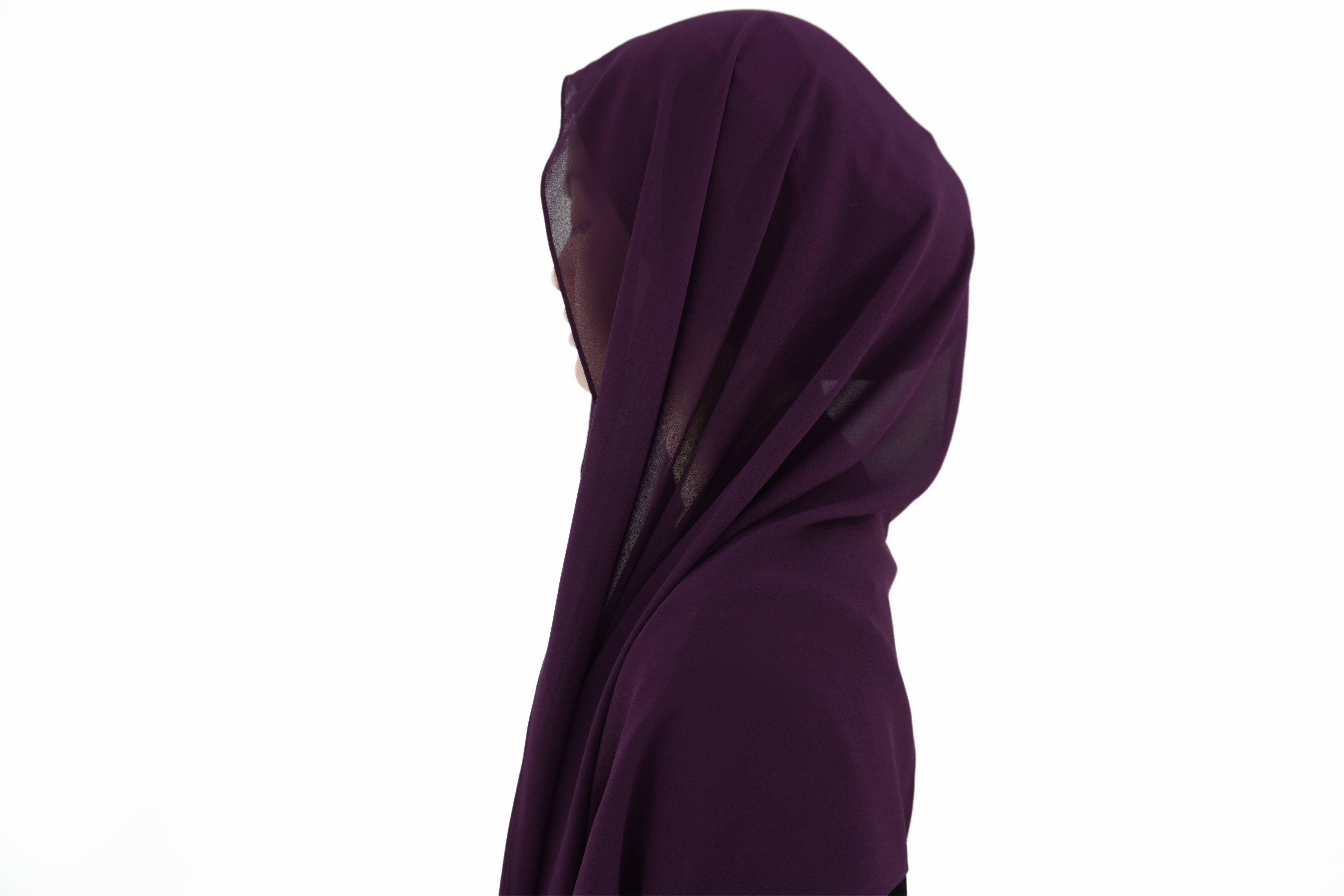 Hijab mousseline aubergine