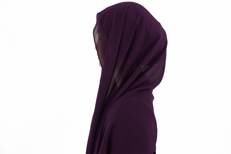 Hijab mousseline aubergine