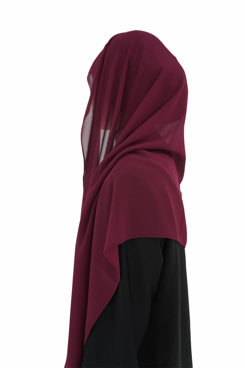 Hijab mousseline bordeau