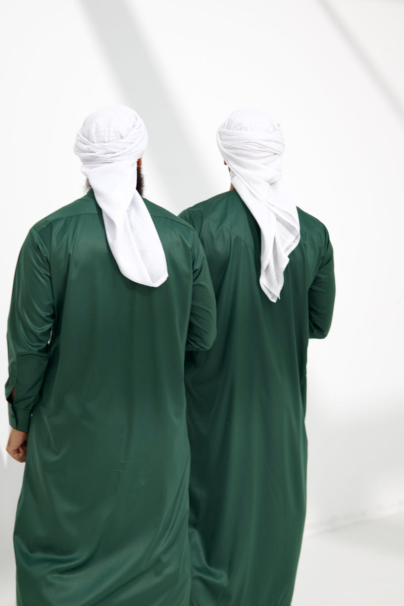 Qamis Saudi Satiné vert bouteille