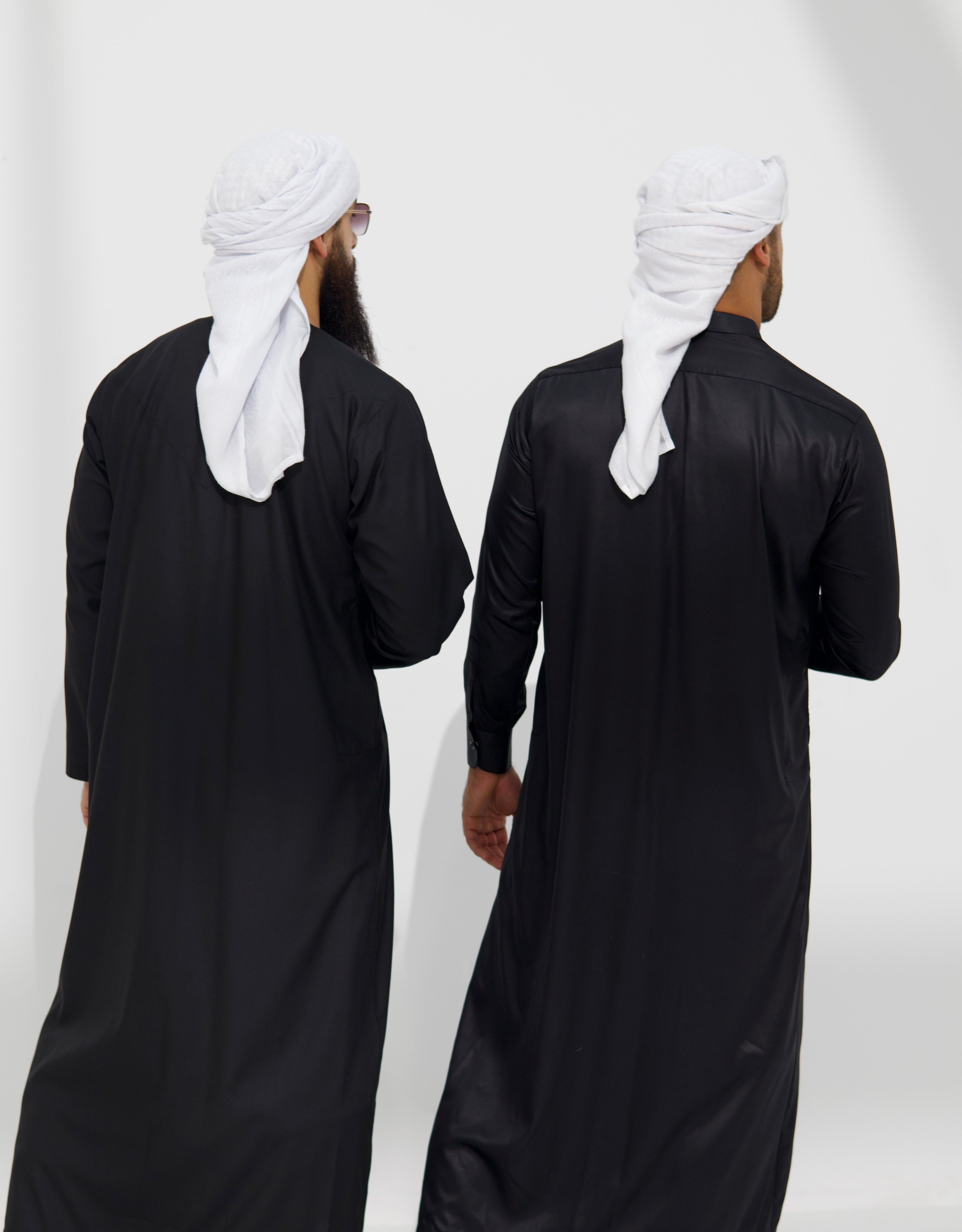 Qamis Emirati coton noir