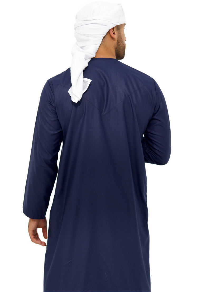Qamis Emirati coton bleu nuit