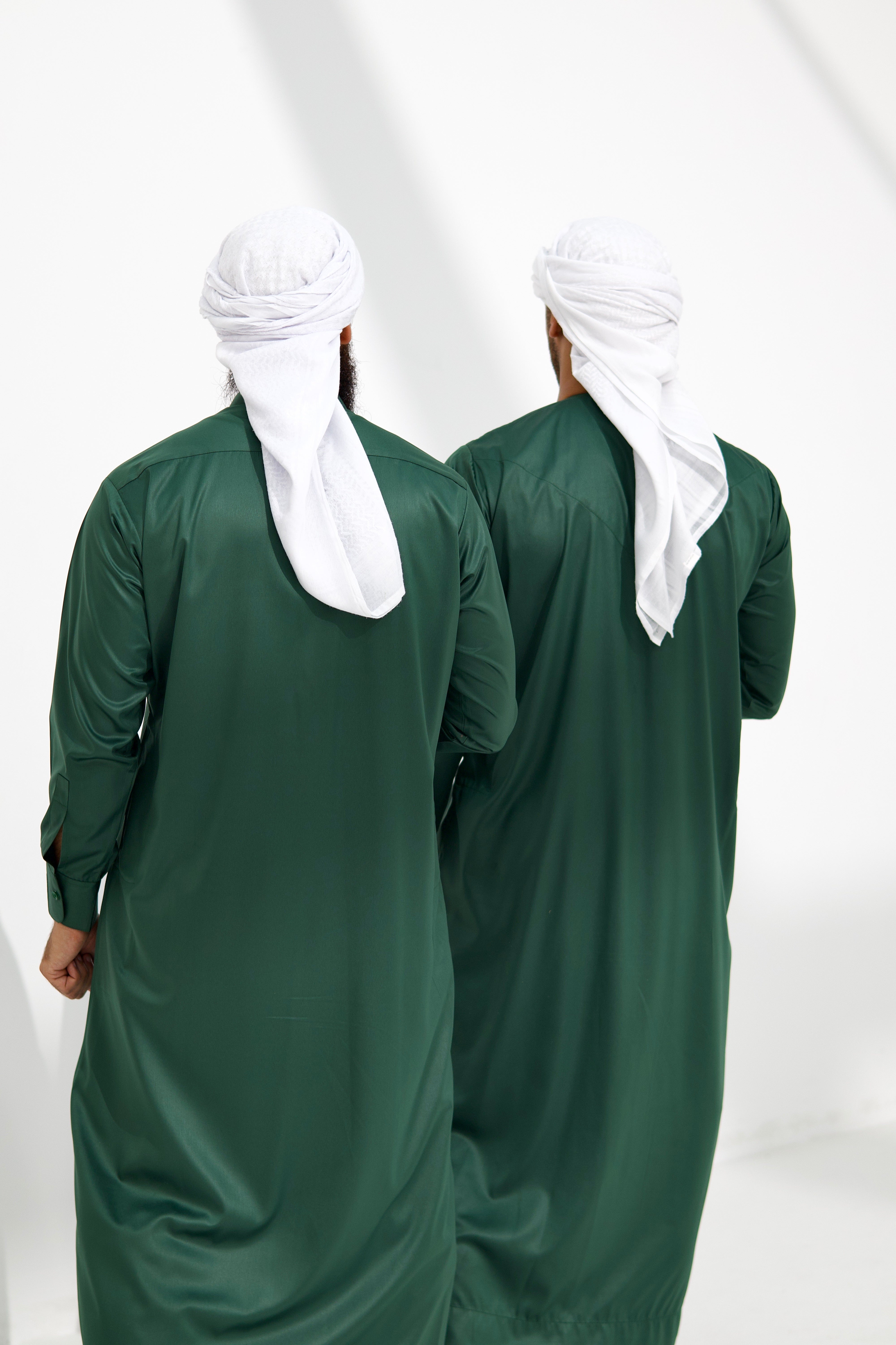 Qamis Emirati Satiné vert bouteille