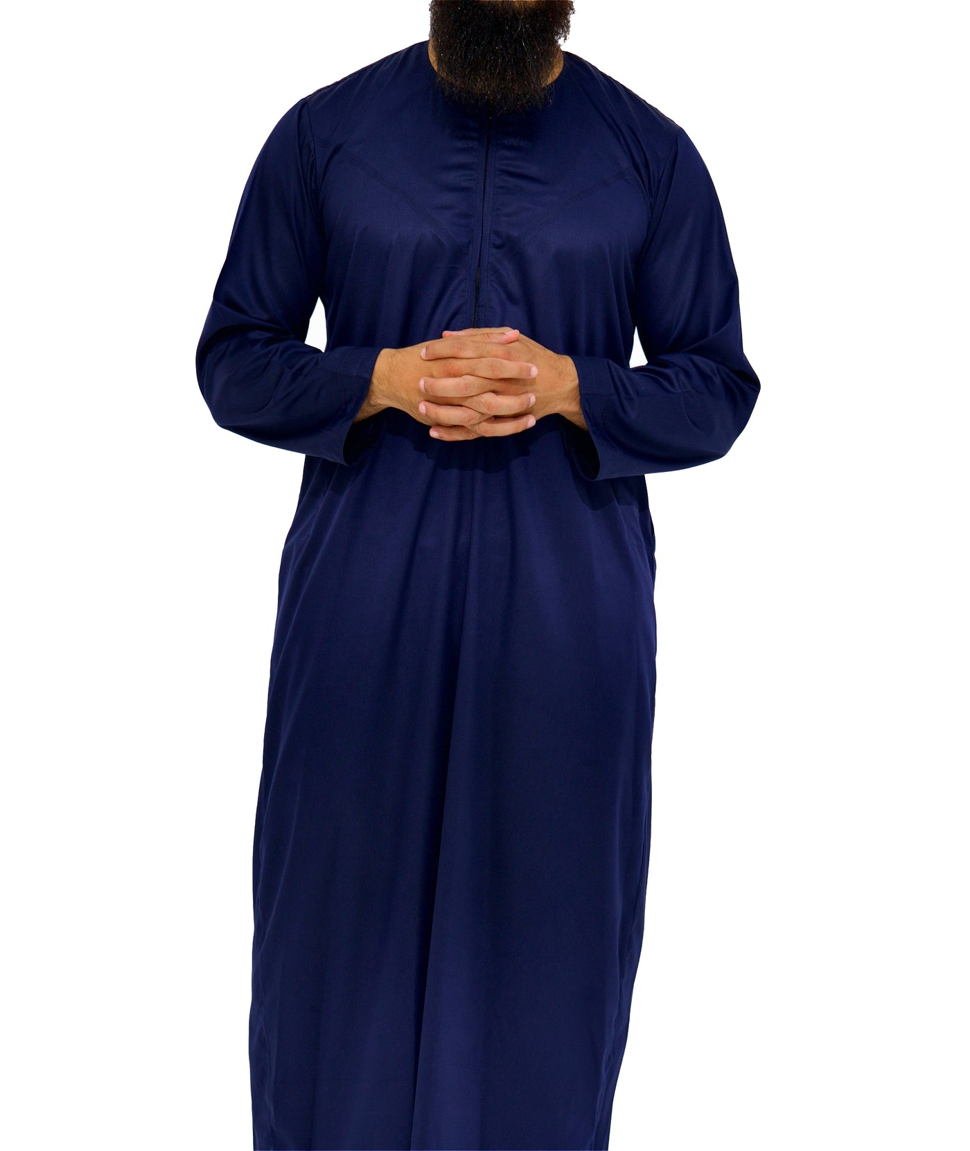 Qamis Emirati Satiné bleu nuit