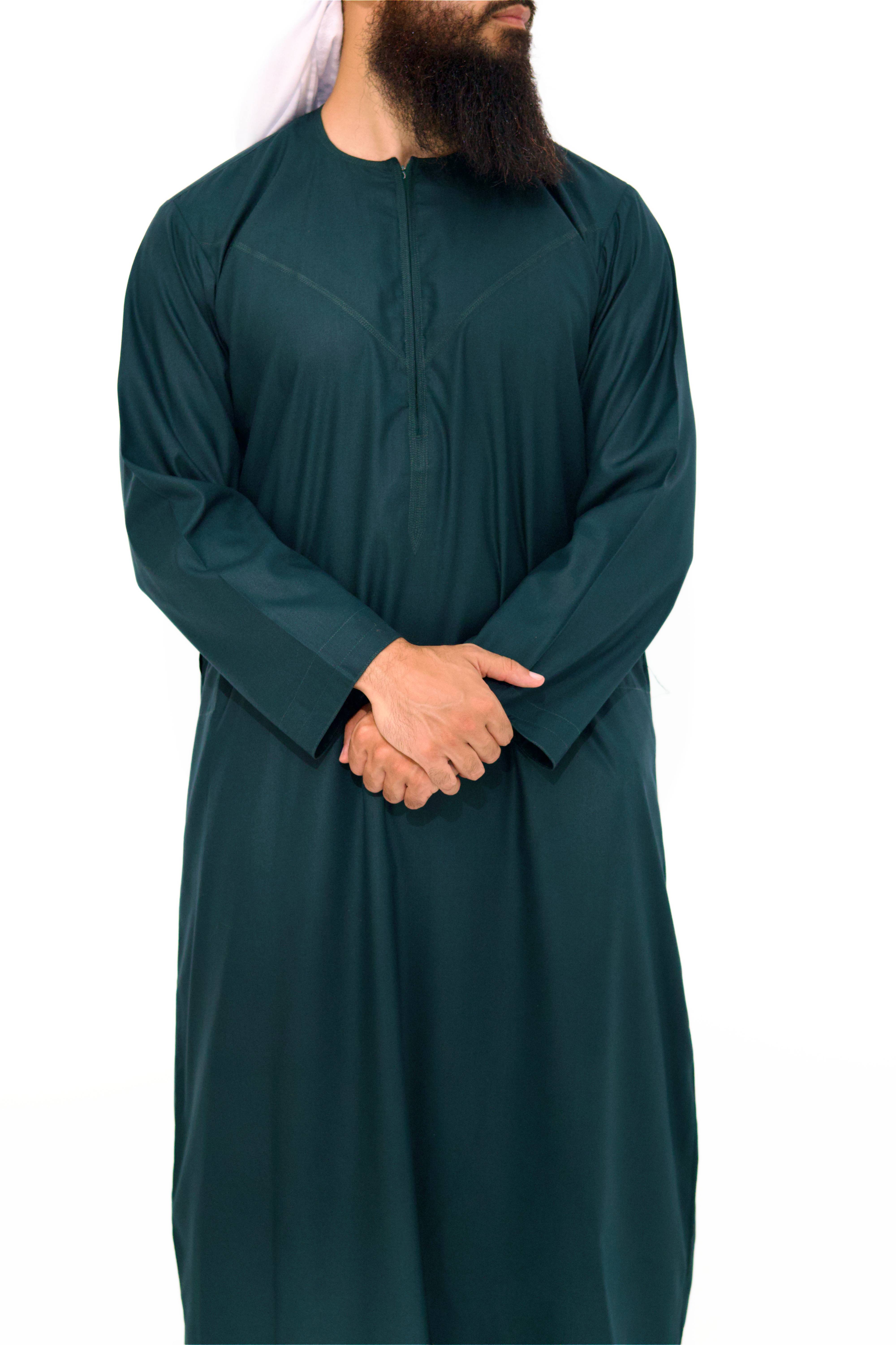Qamis Emirati coton vert bouteille