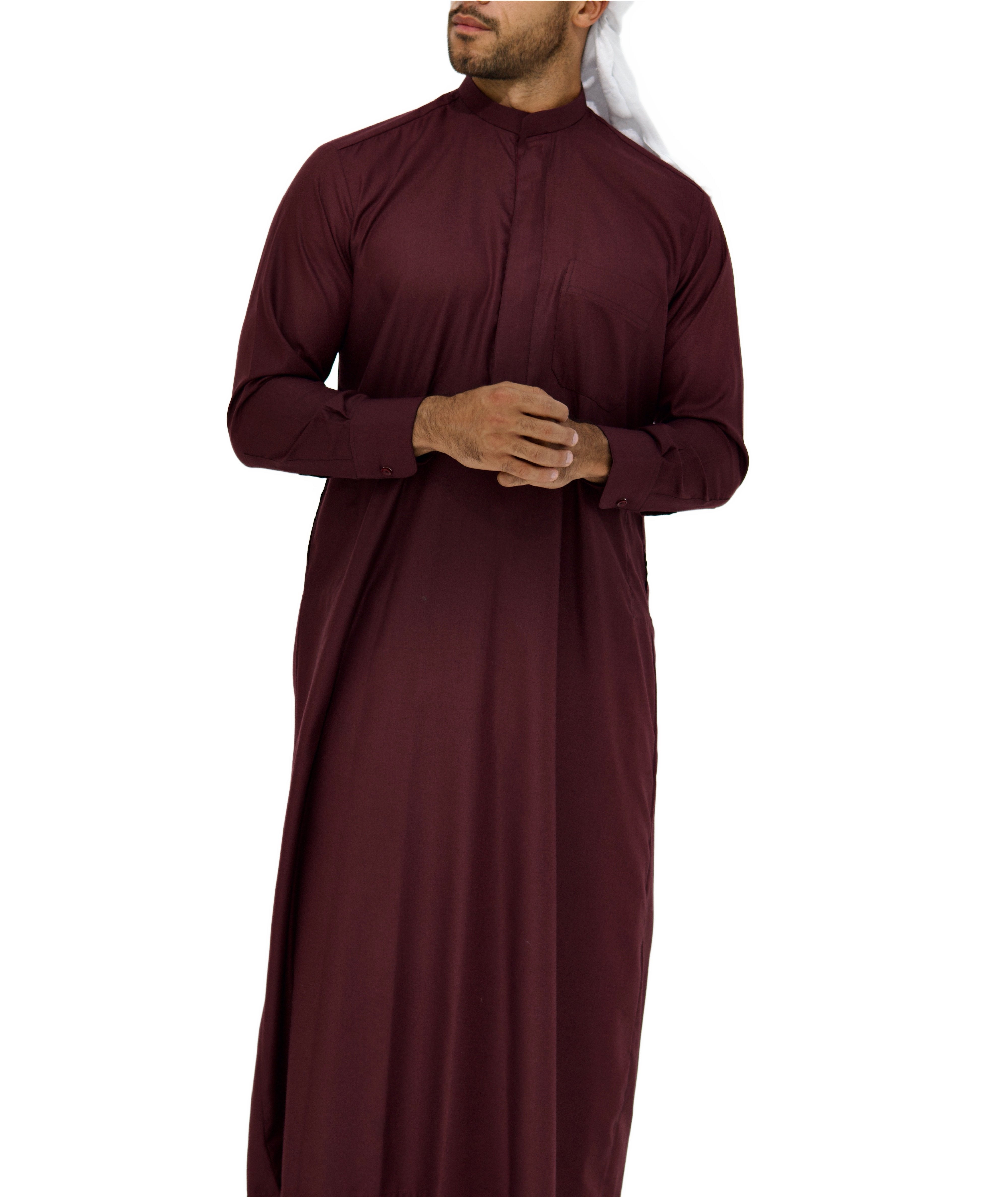 Qamis Saudi Coton bordeaux