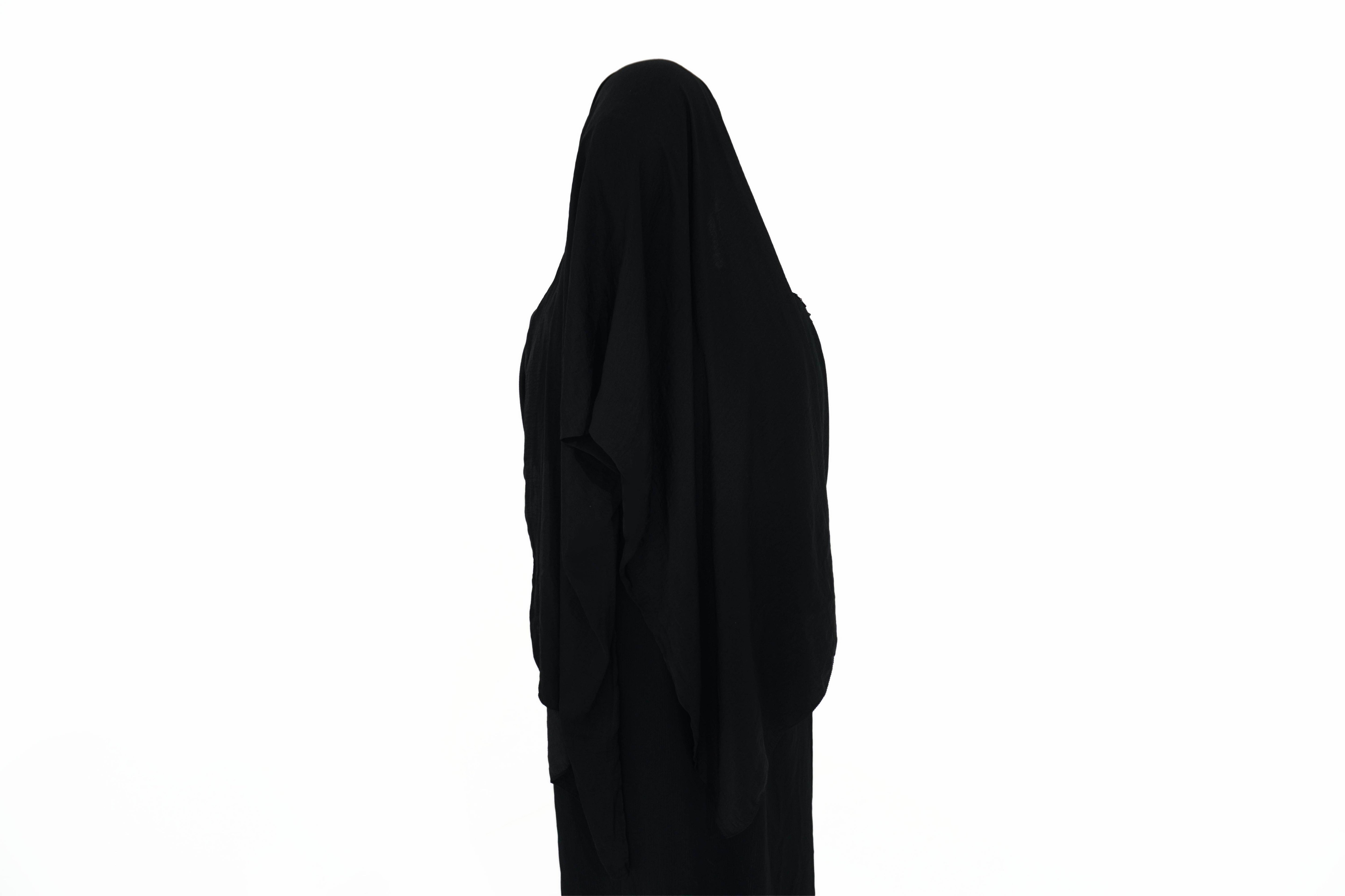 Hijab à enfiler noir soie mate