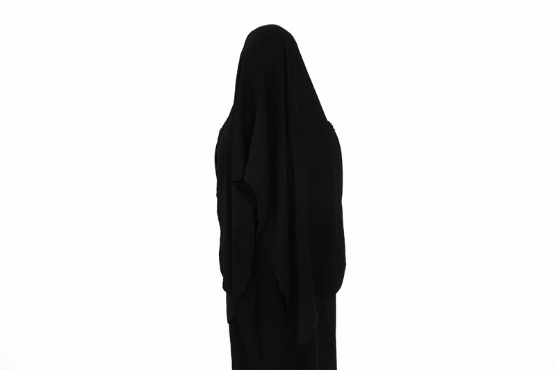 Hijab à enfiler noir soie mate