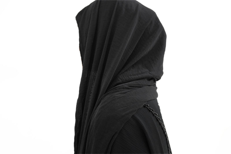 Hijab à enfiler noir soie mate