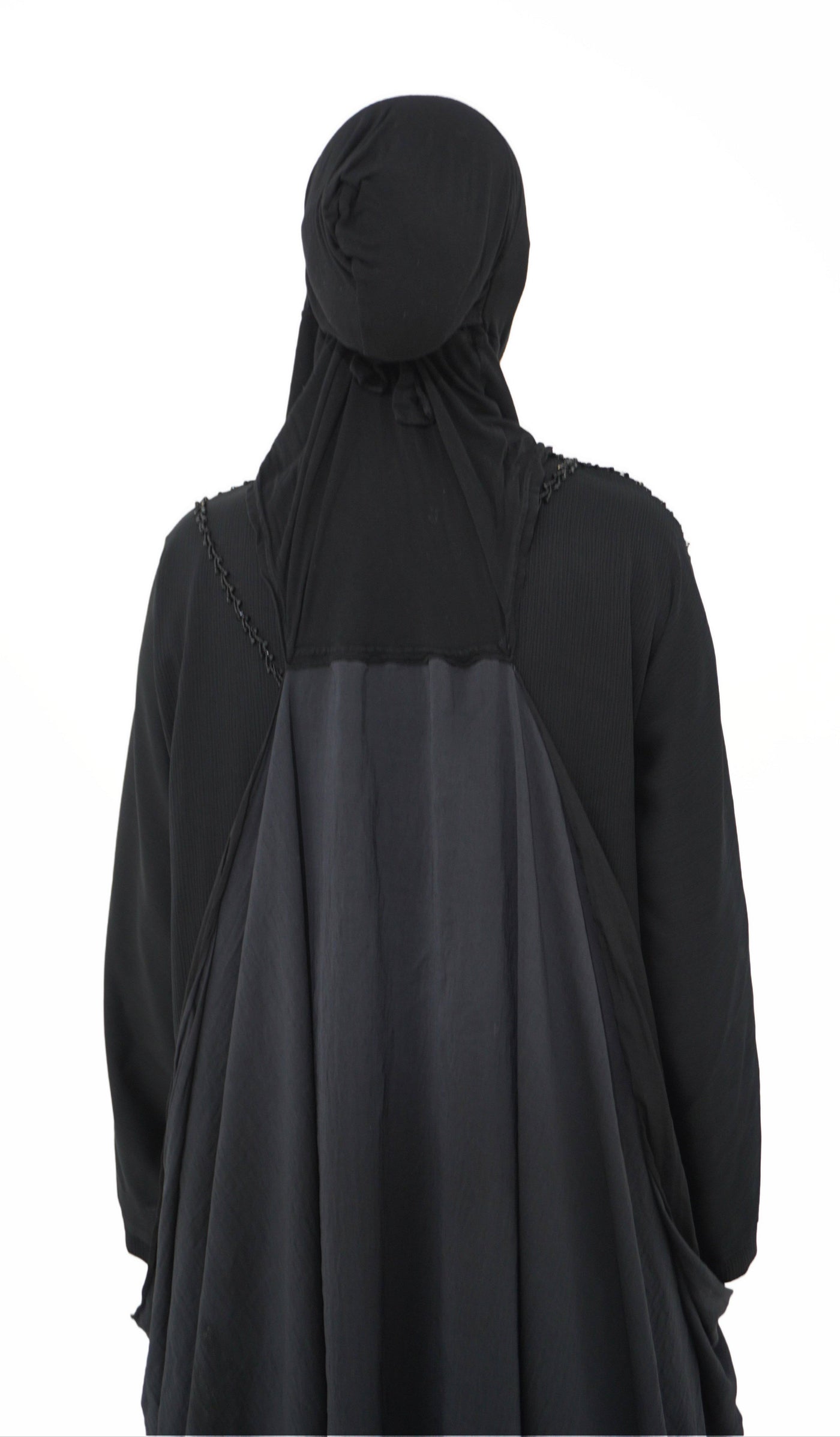 Hijab à enfiler noir soie mate