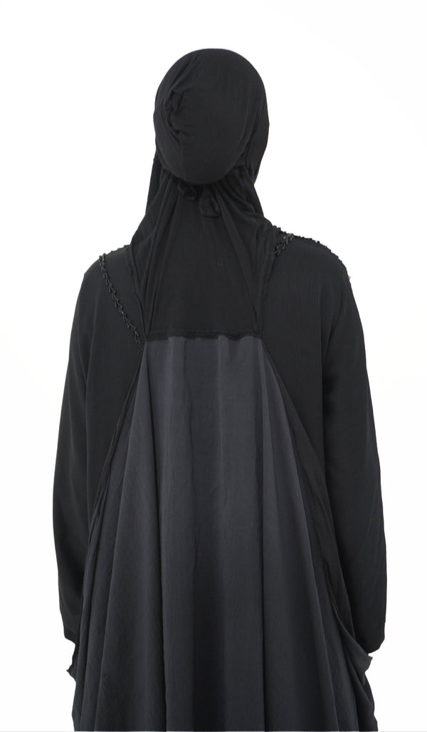 Hijab à enfiler noir soie mate