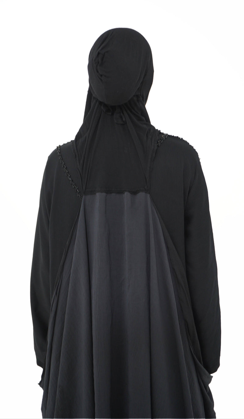 Hijab à enfiler noir soie mate