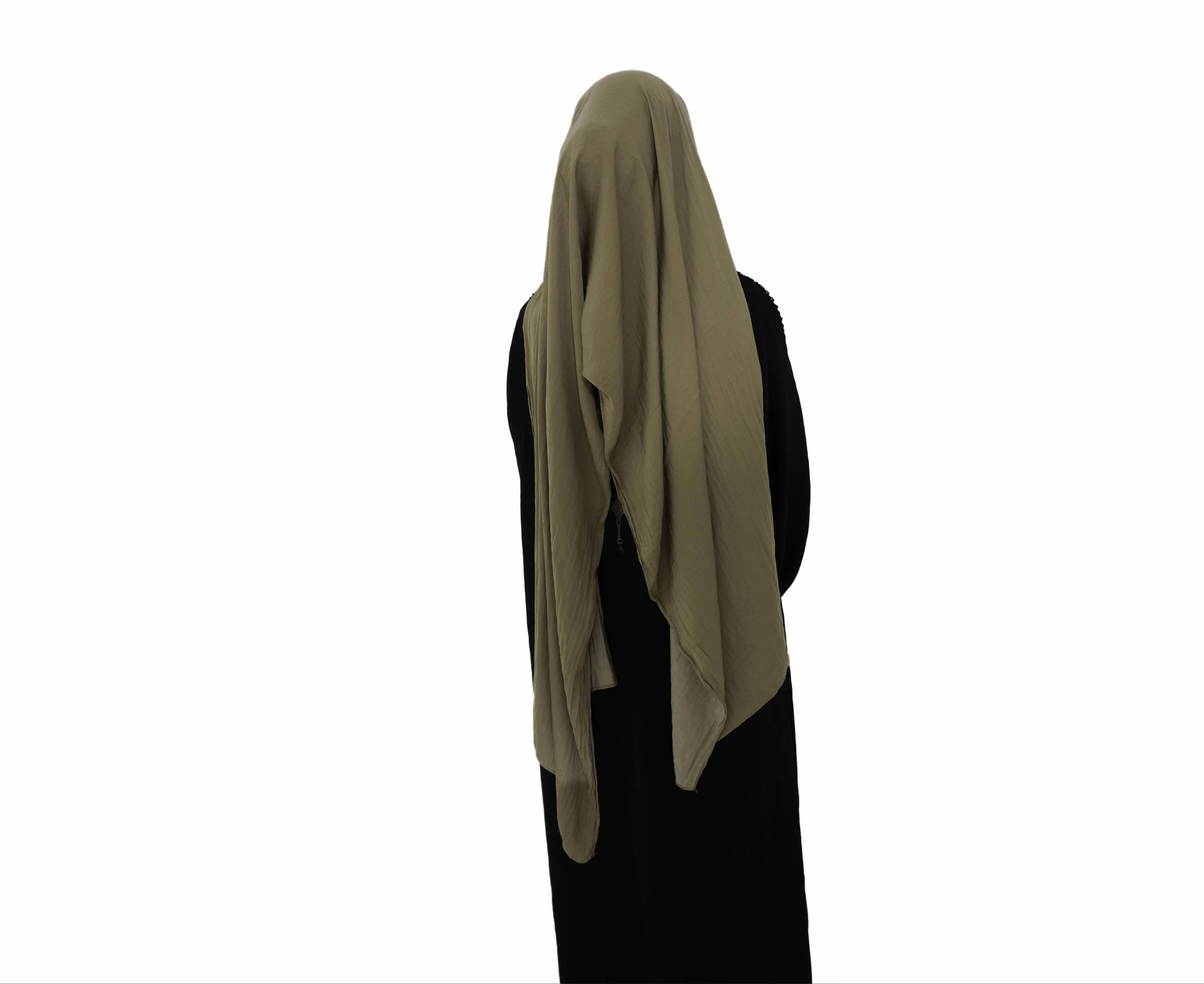 Hijab à enfiler kaki soie mate