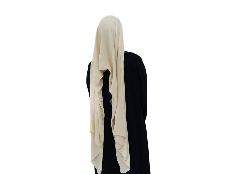 Hijab à enfiler beige soie mate