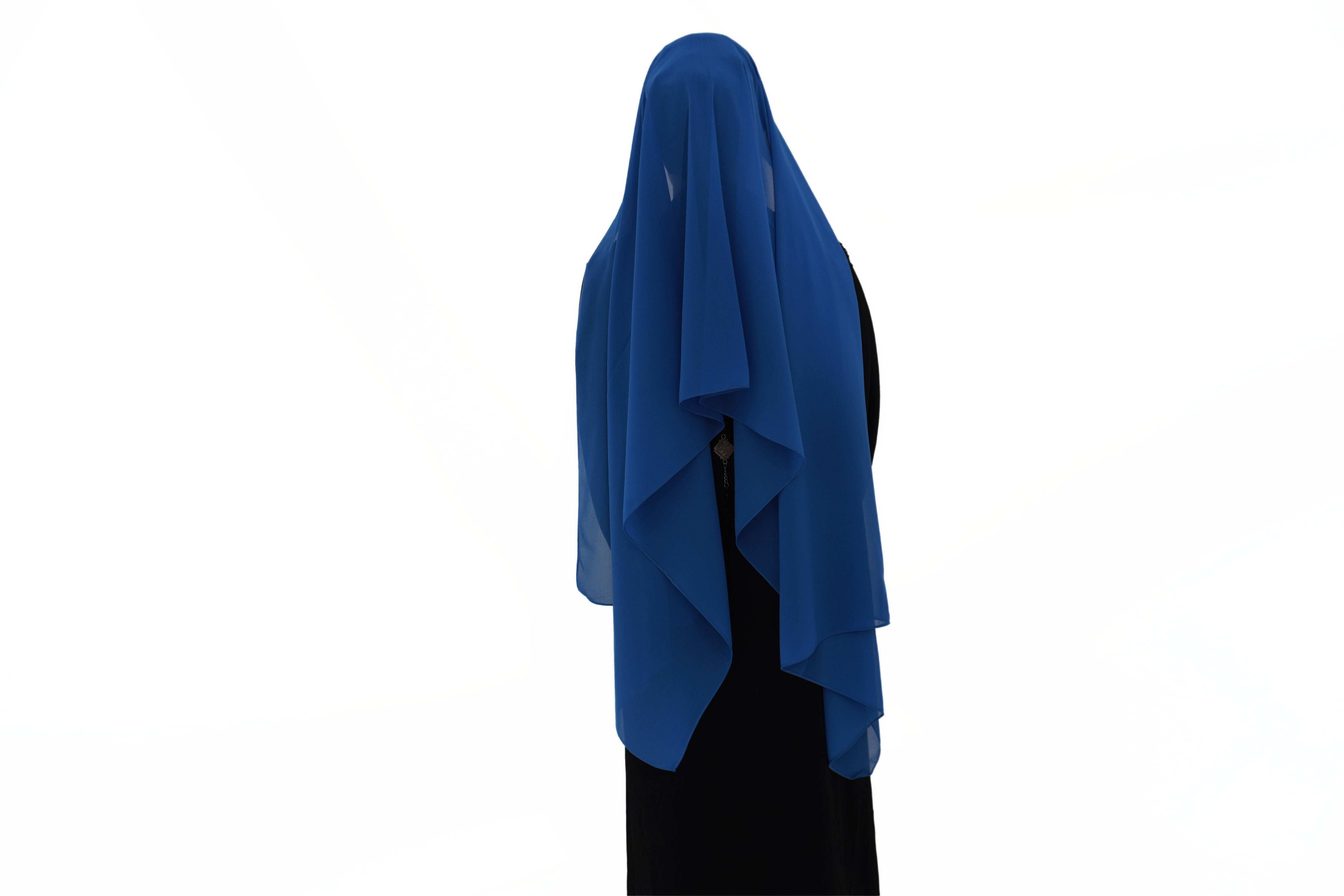 Hijab mousseline bleu électrique
