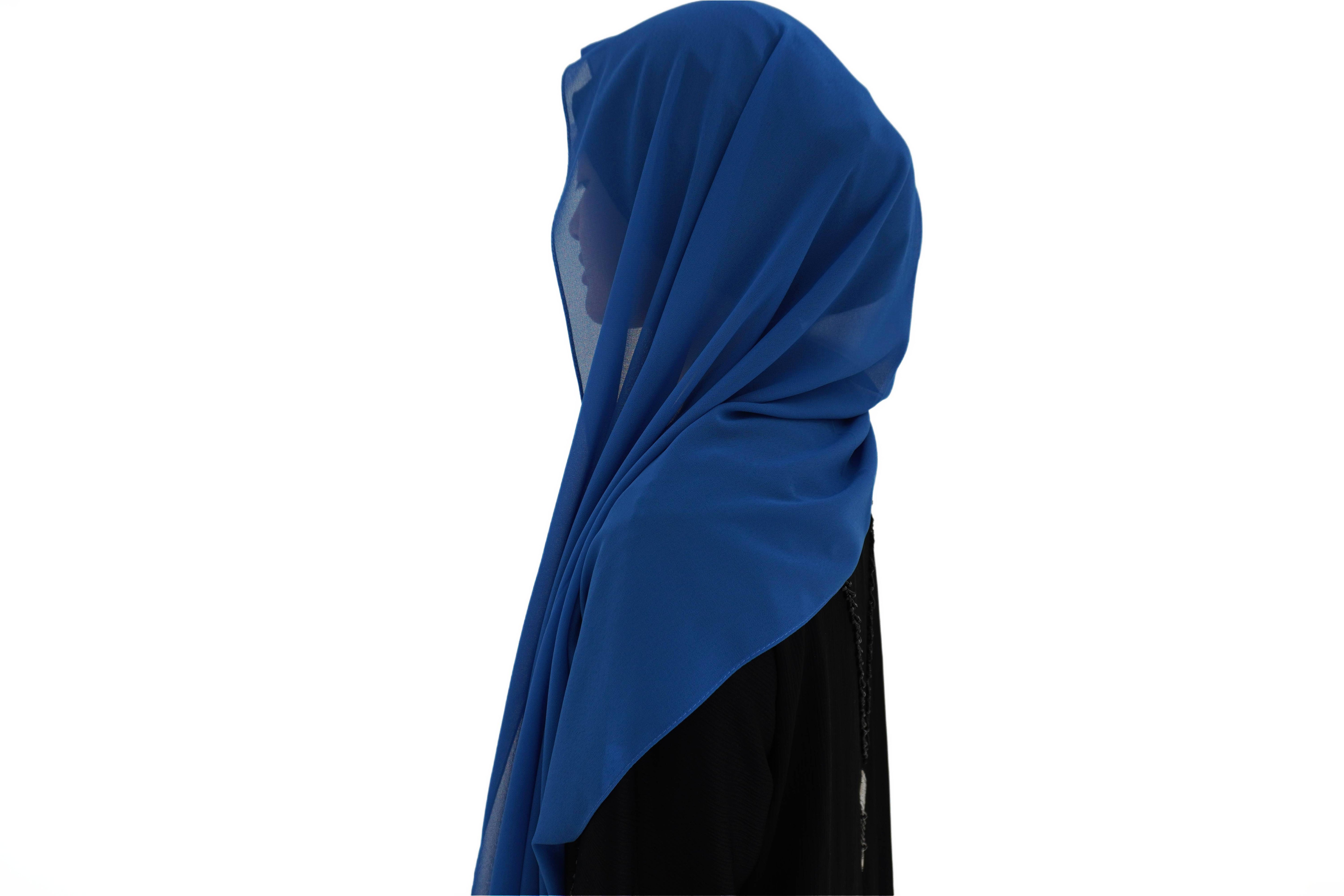 Hijab mousseline bleu électrique