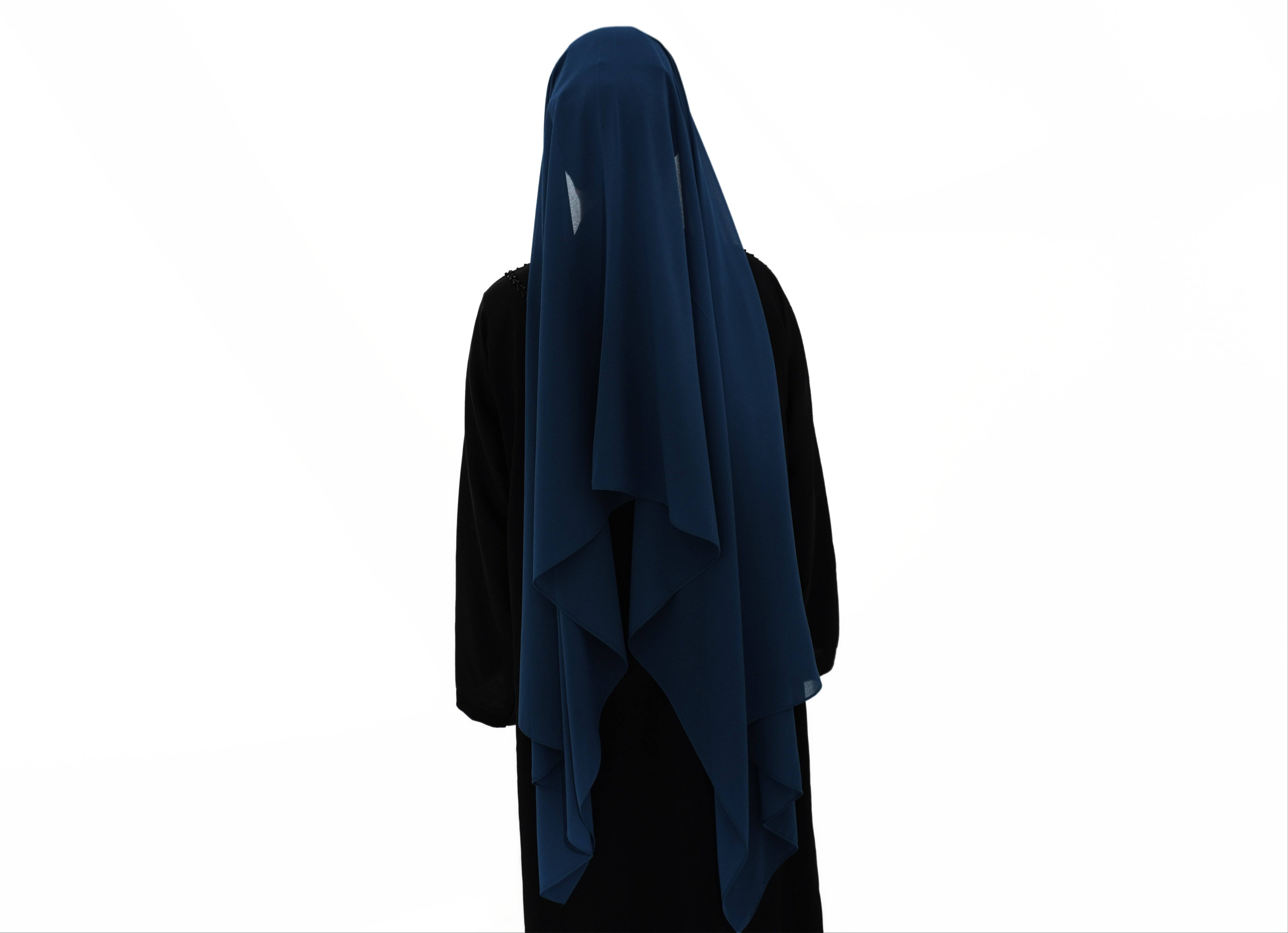 Hijab mousseline bleu marine