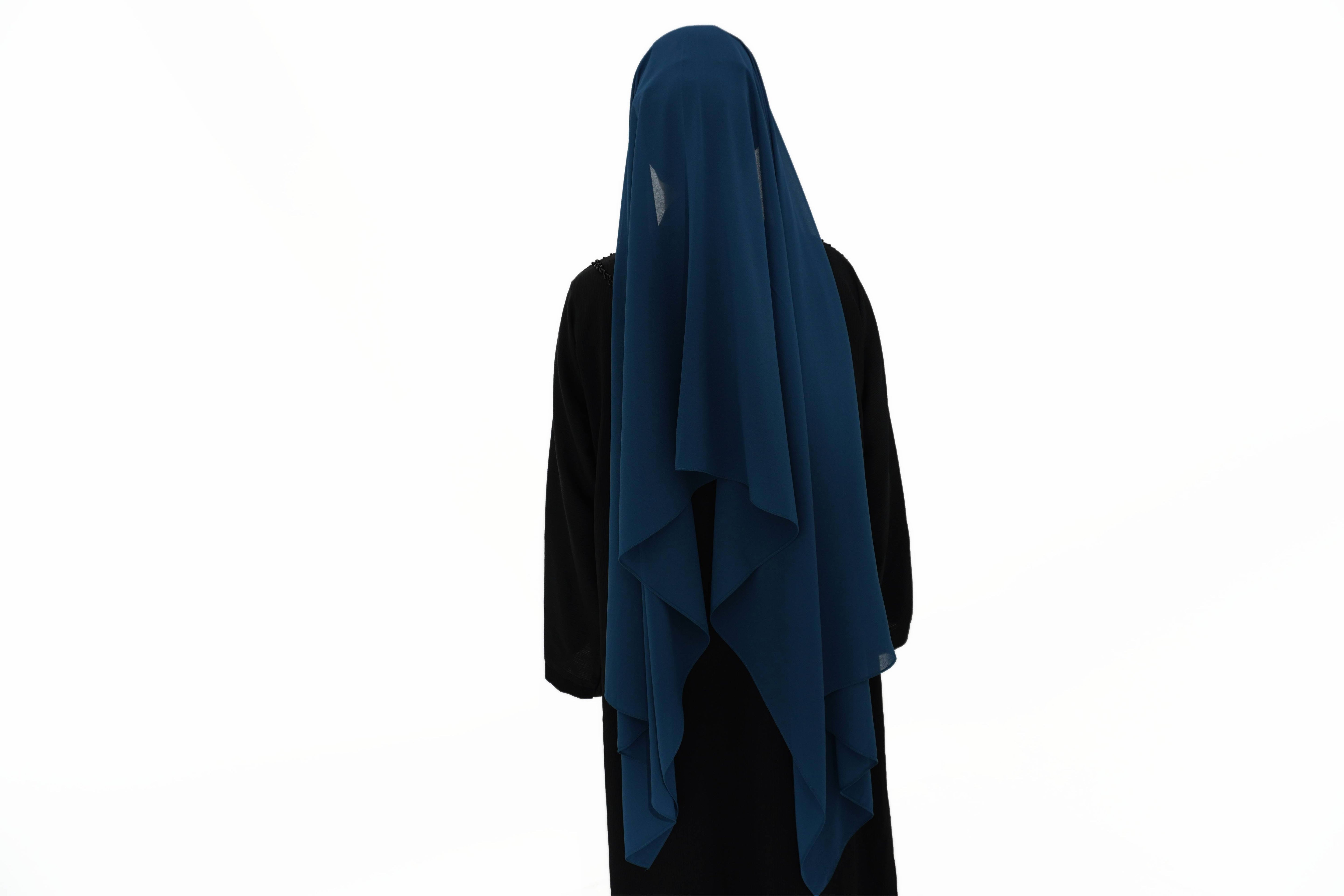Hijab mousseline bleu canard