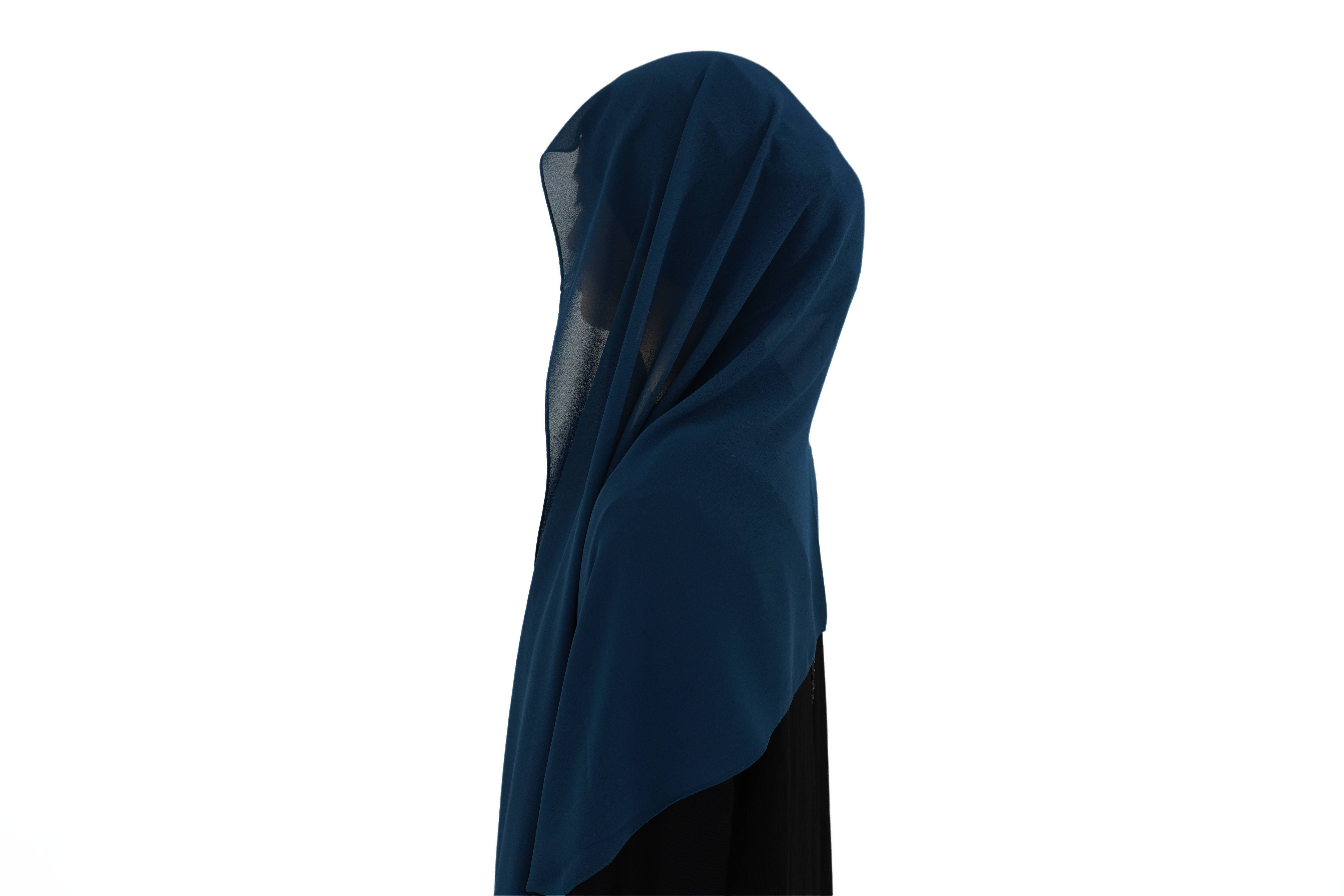 Hijab mousseline bleu canard