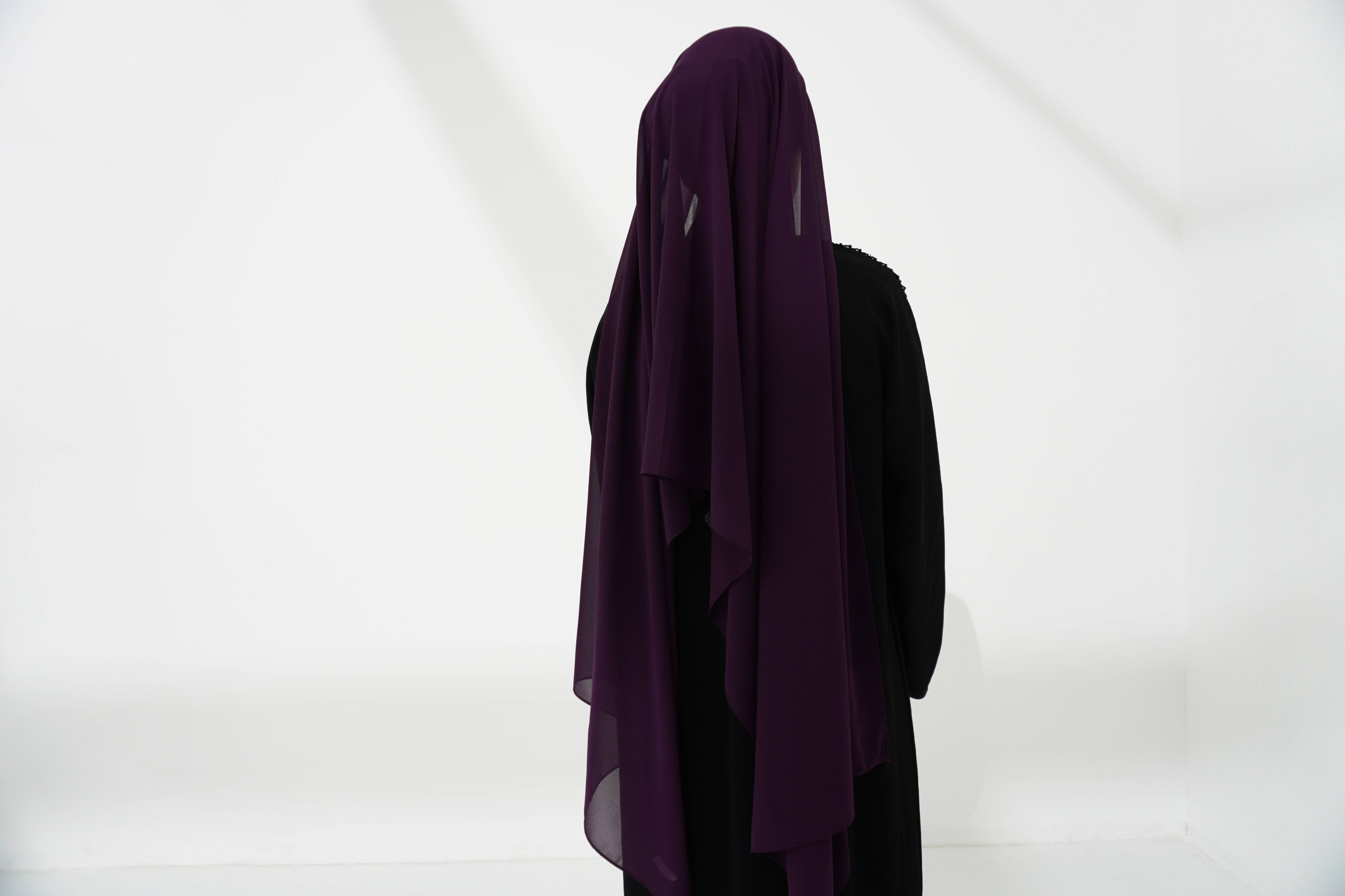 Hijab mousseline aubergine
