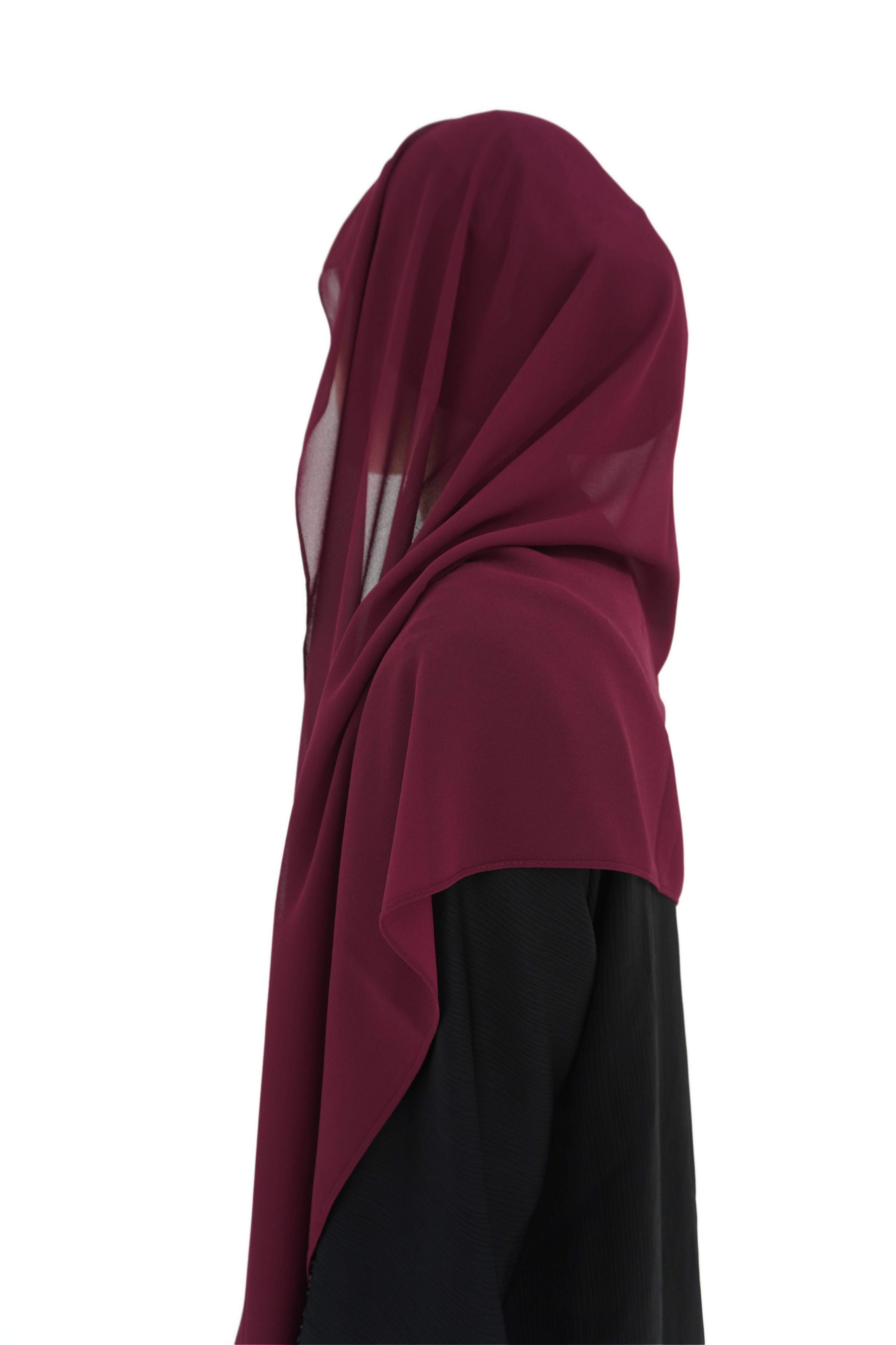 Hijab mousseline bordeau