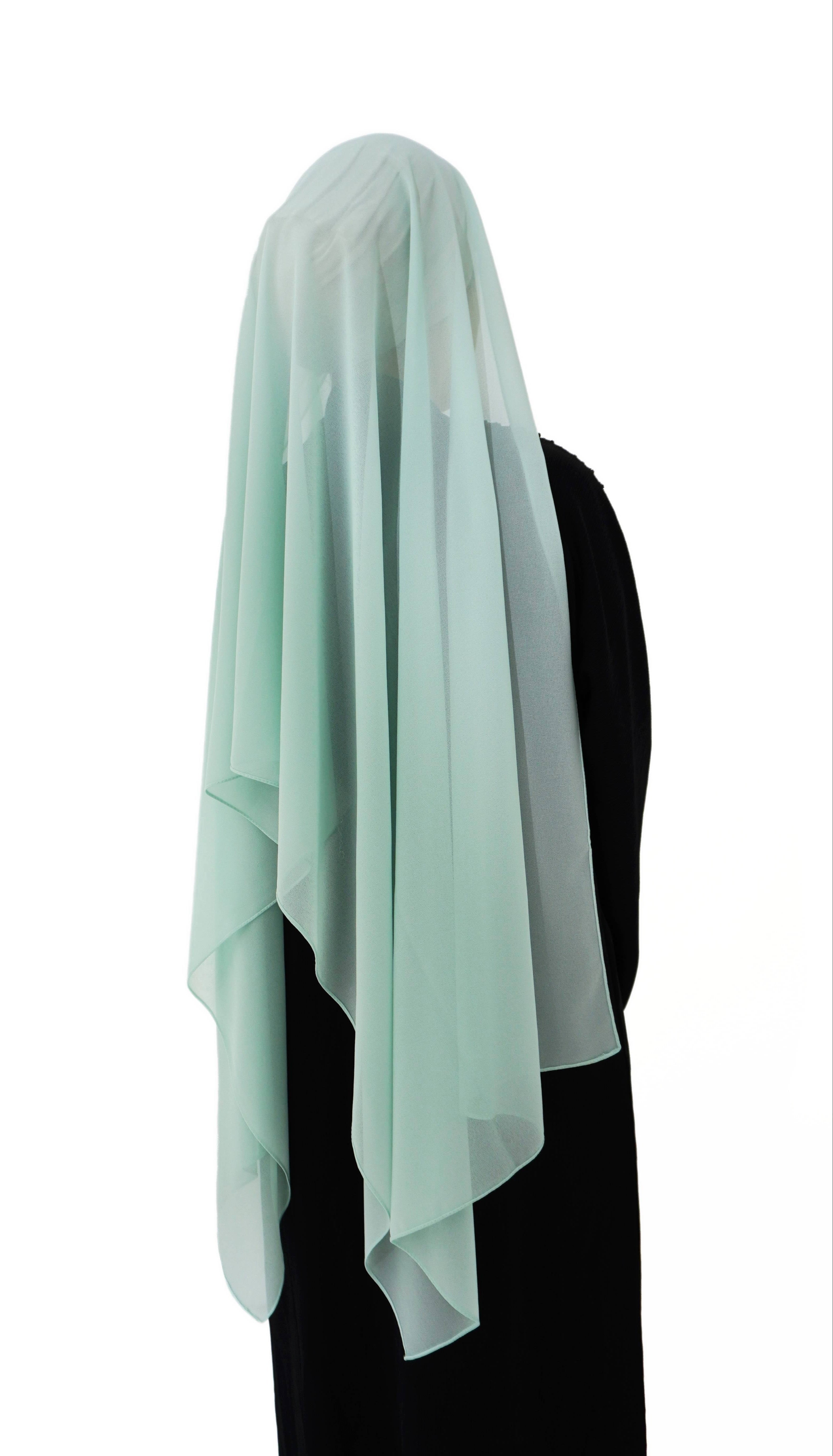 Hijab mousseline vert d'eau