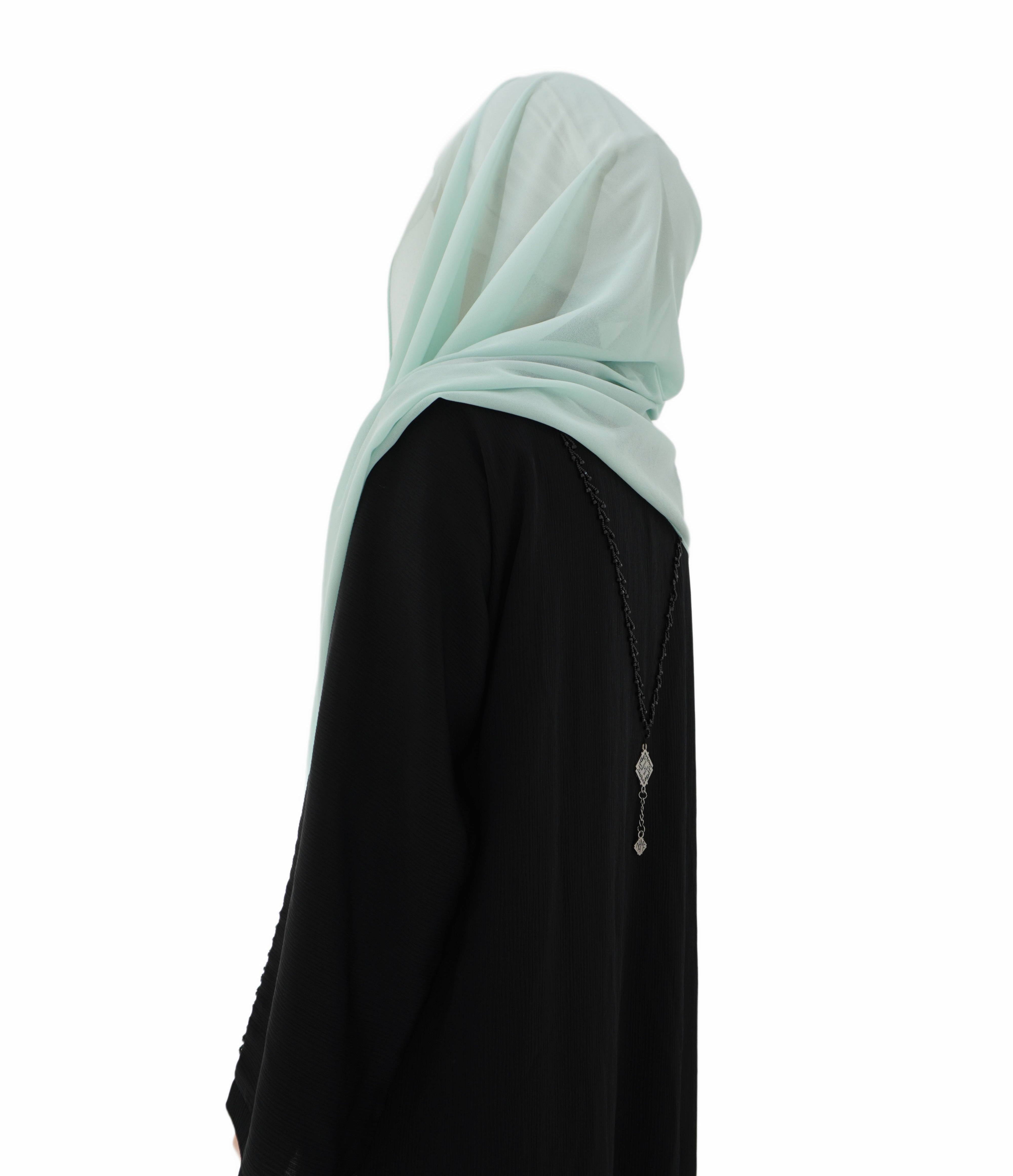 Hijab mousseline vert d'eau