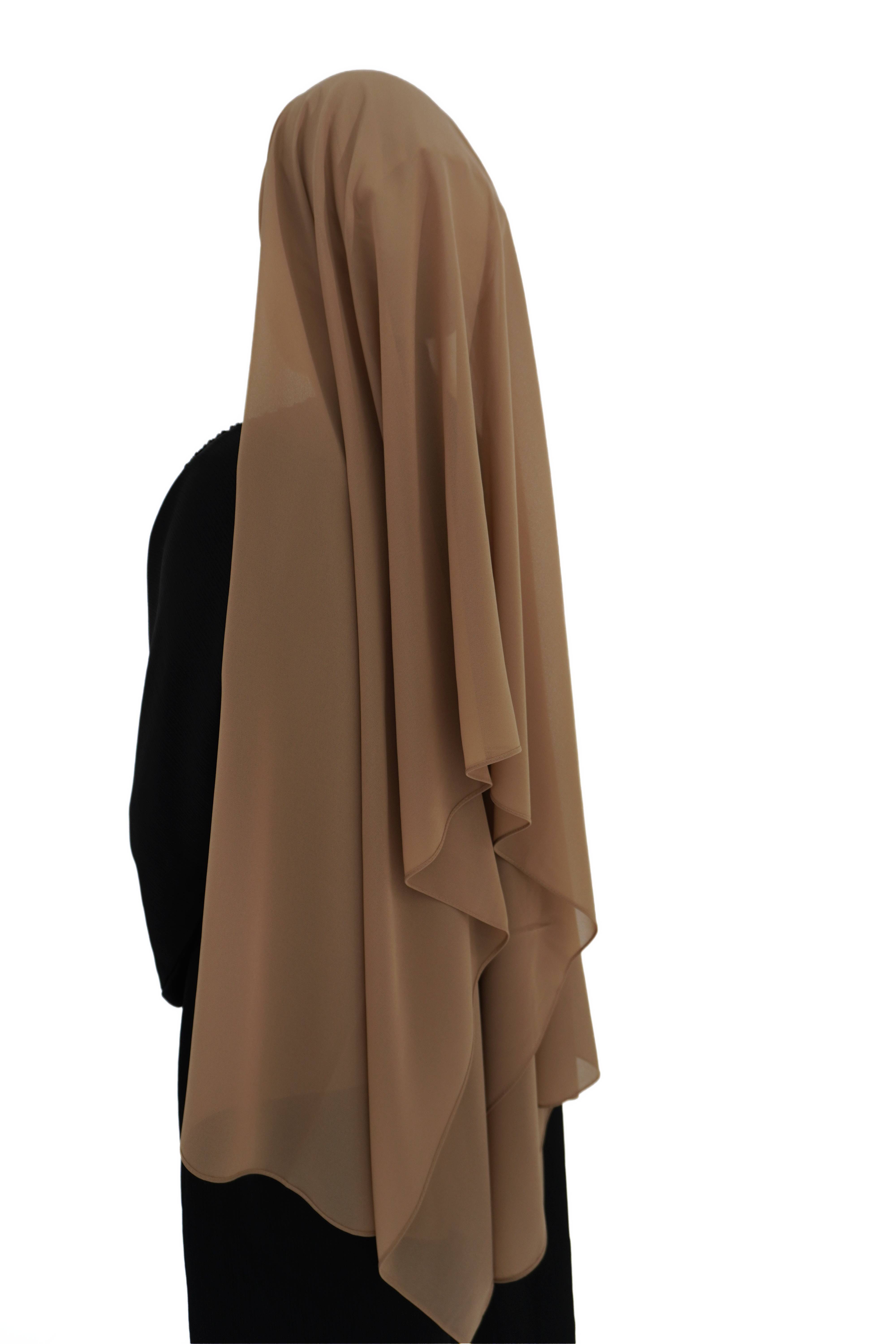 Hijab mousseline marron glacé
