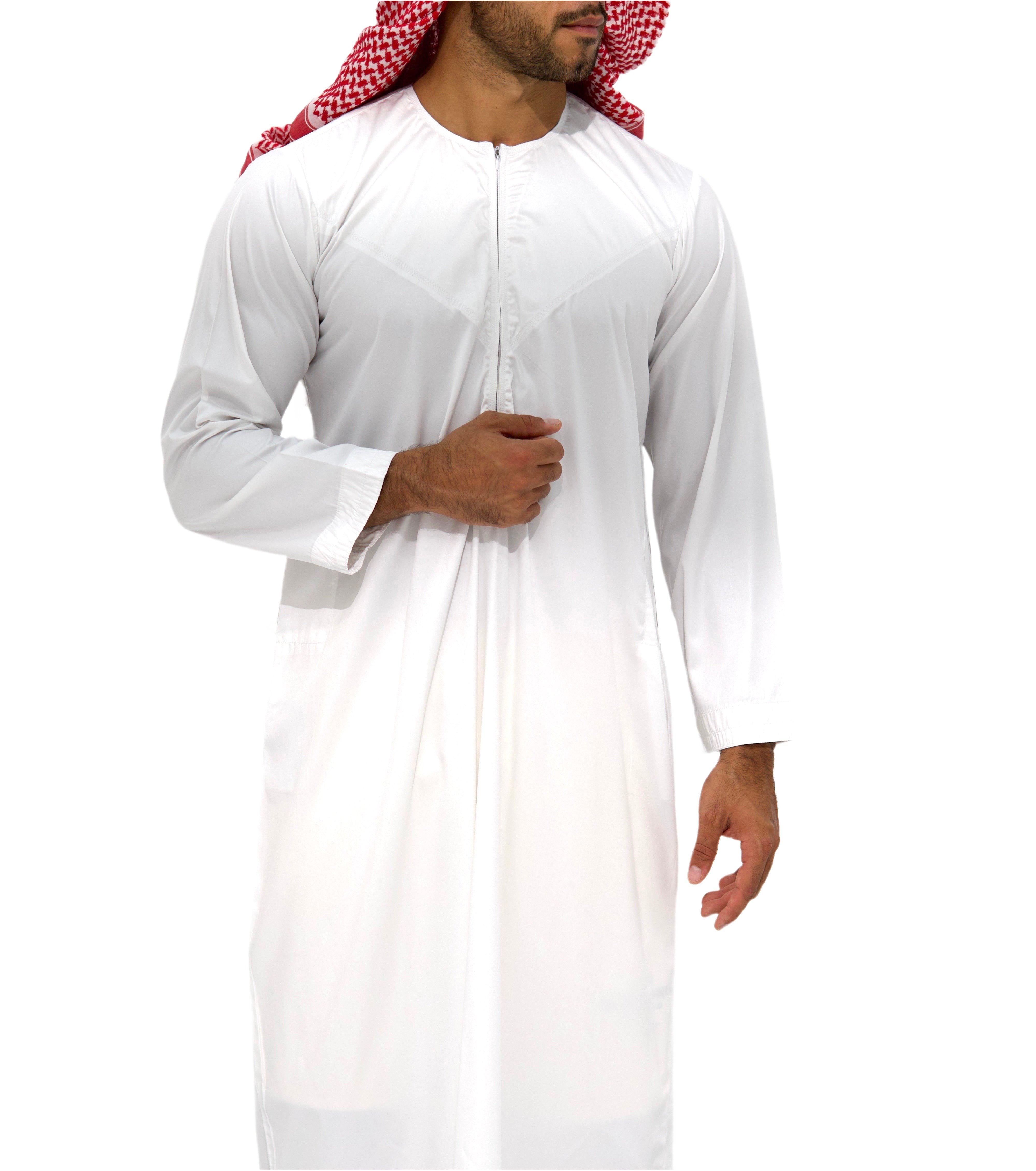 Qamis Emirati Satiné blanc