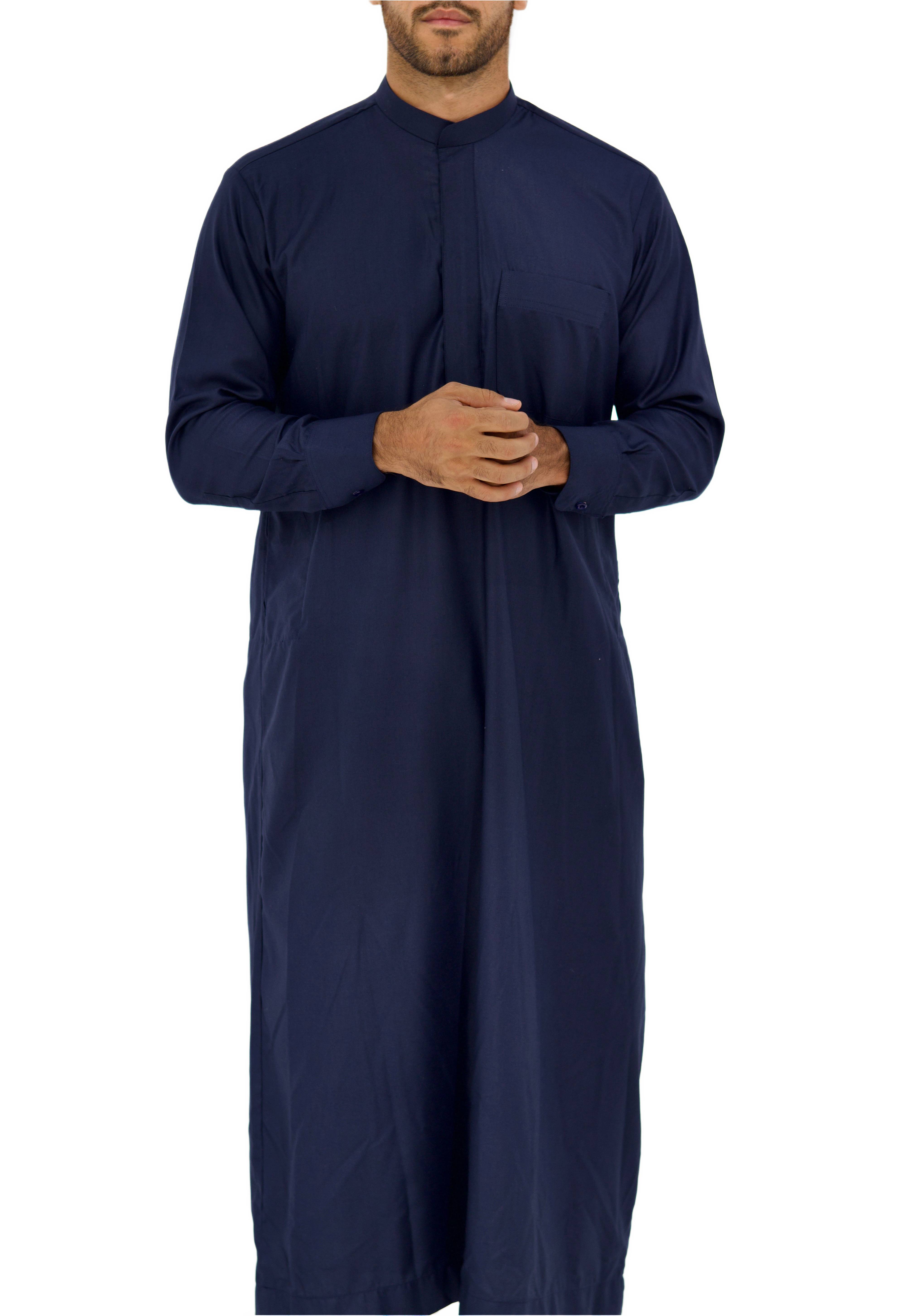 Qamis Saudi Coton bleu nuit