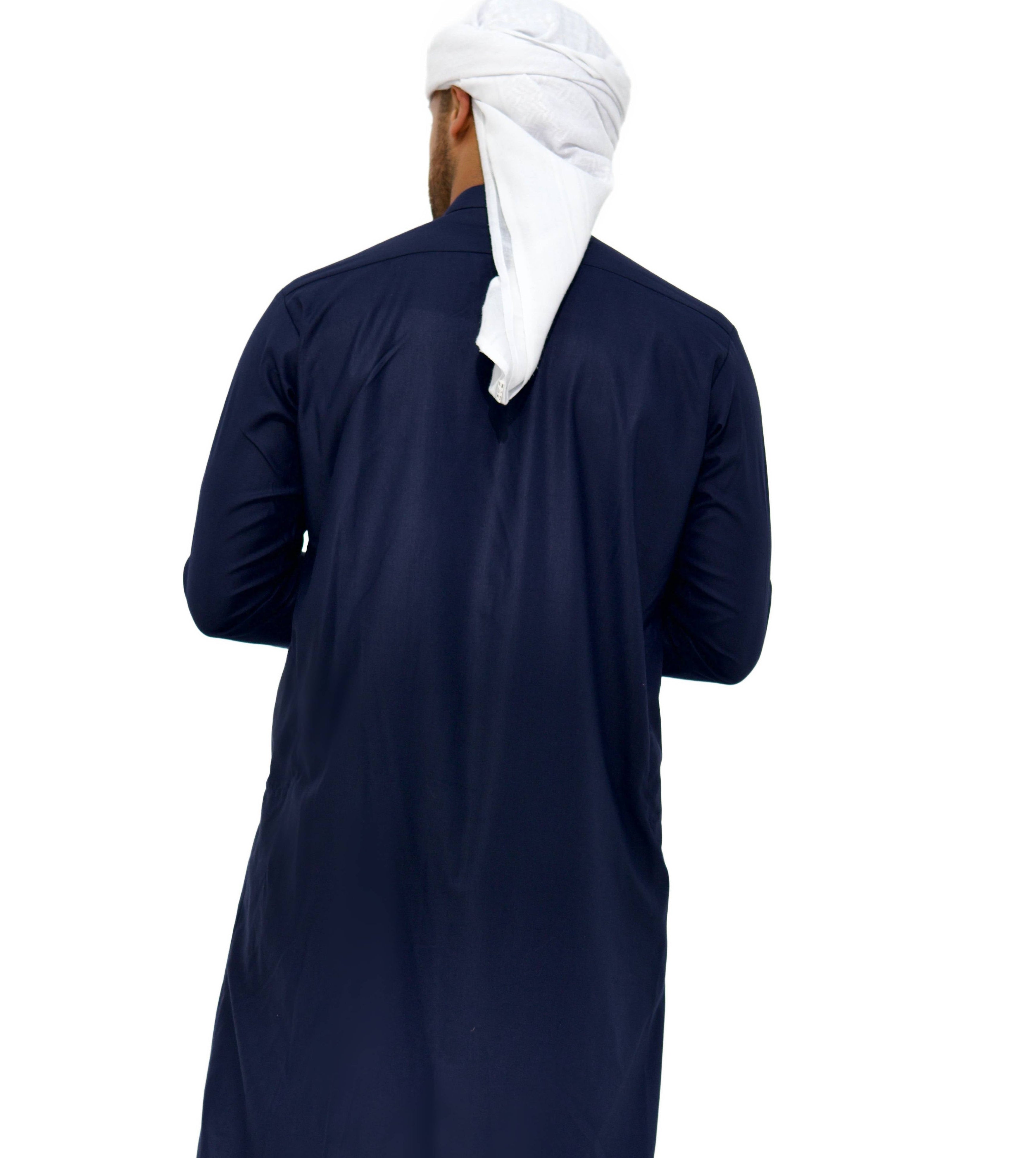 Qamis Saudi Satiné bleu nuit