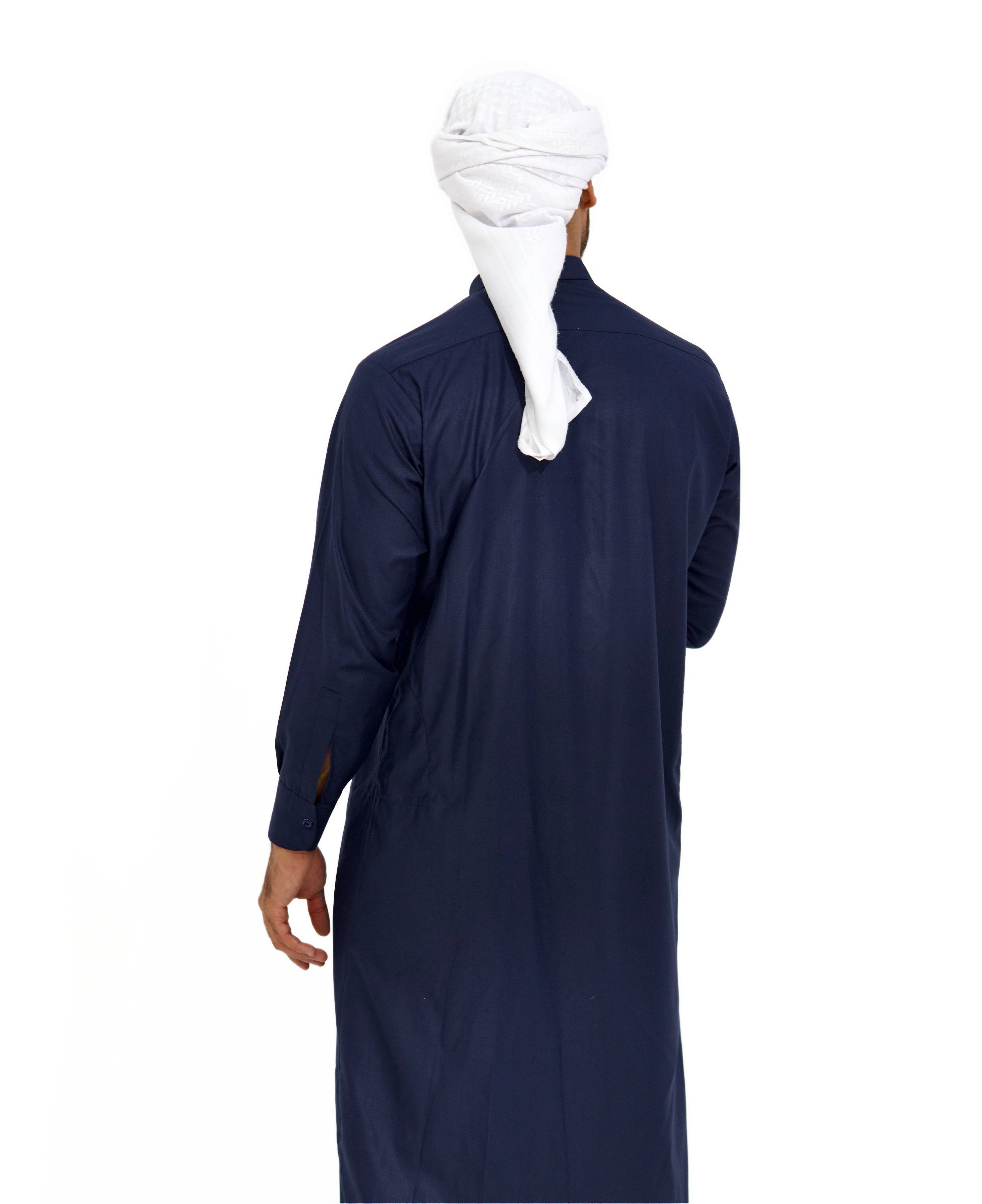 Qamis Saudi Coton bleu nuit