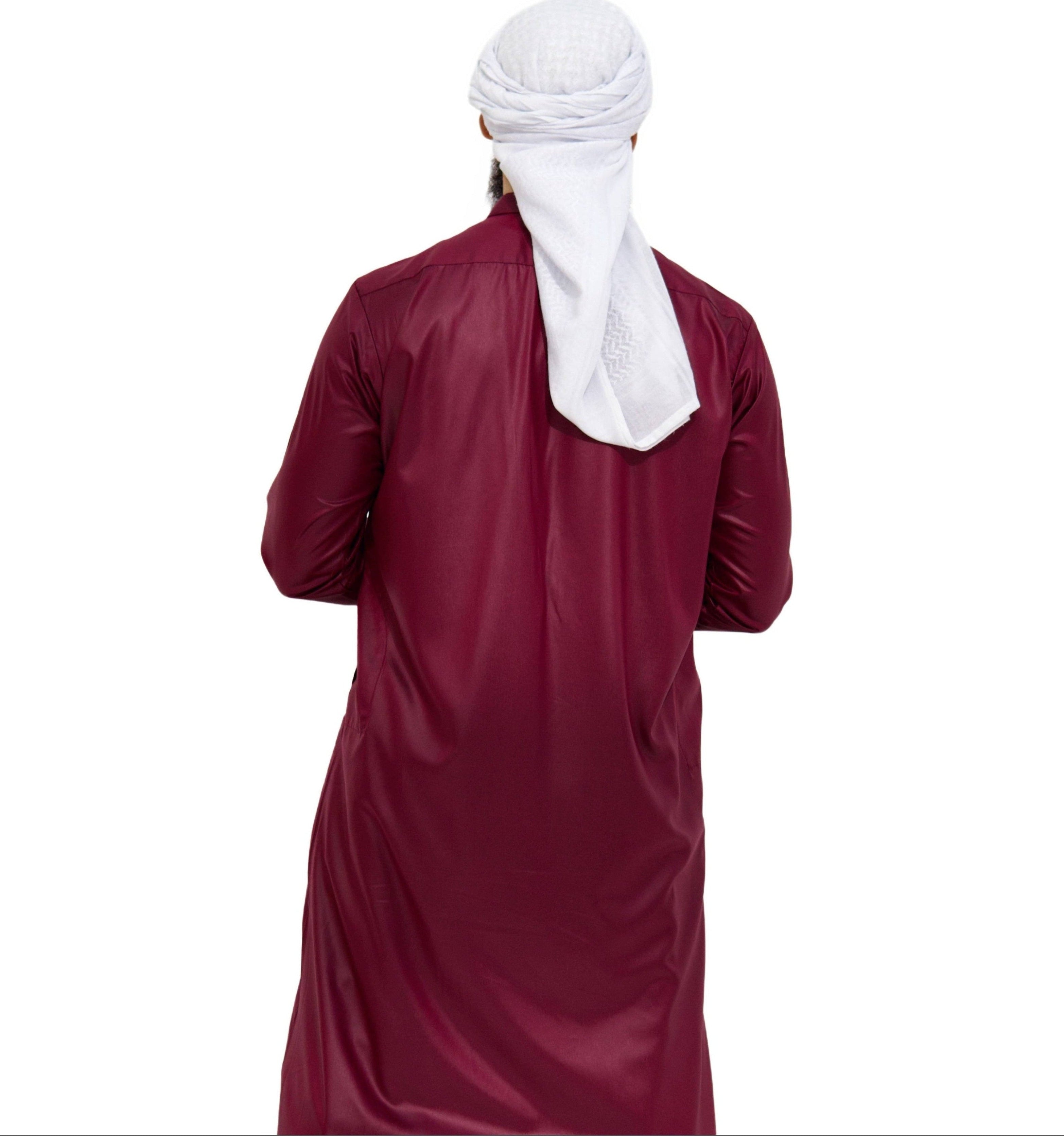 Qamis Saudi Satiné bordeaux