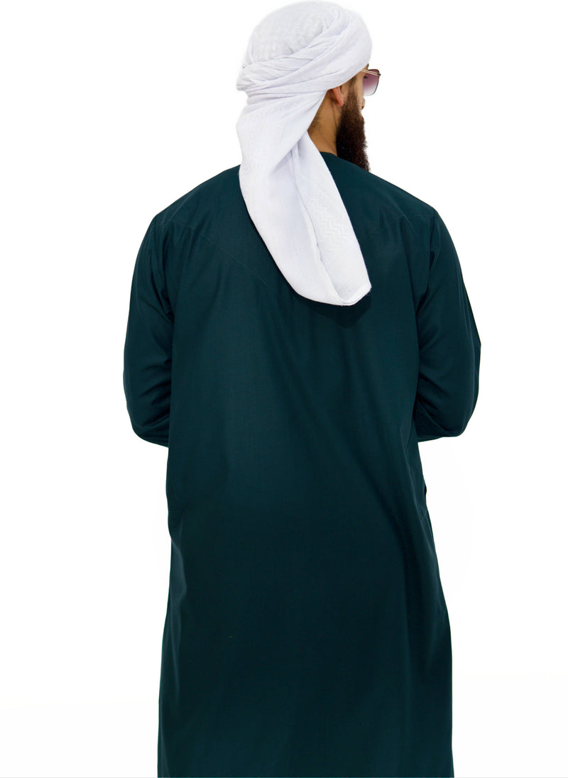Qamis Emirati coton vert bouteille