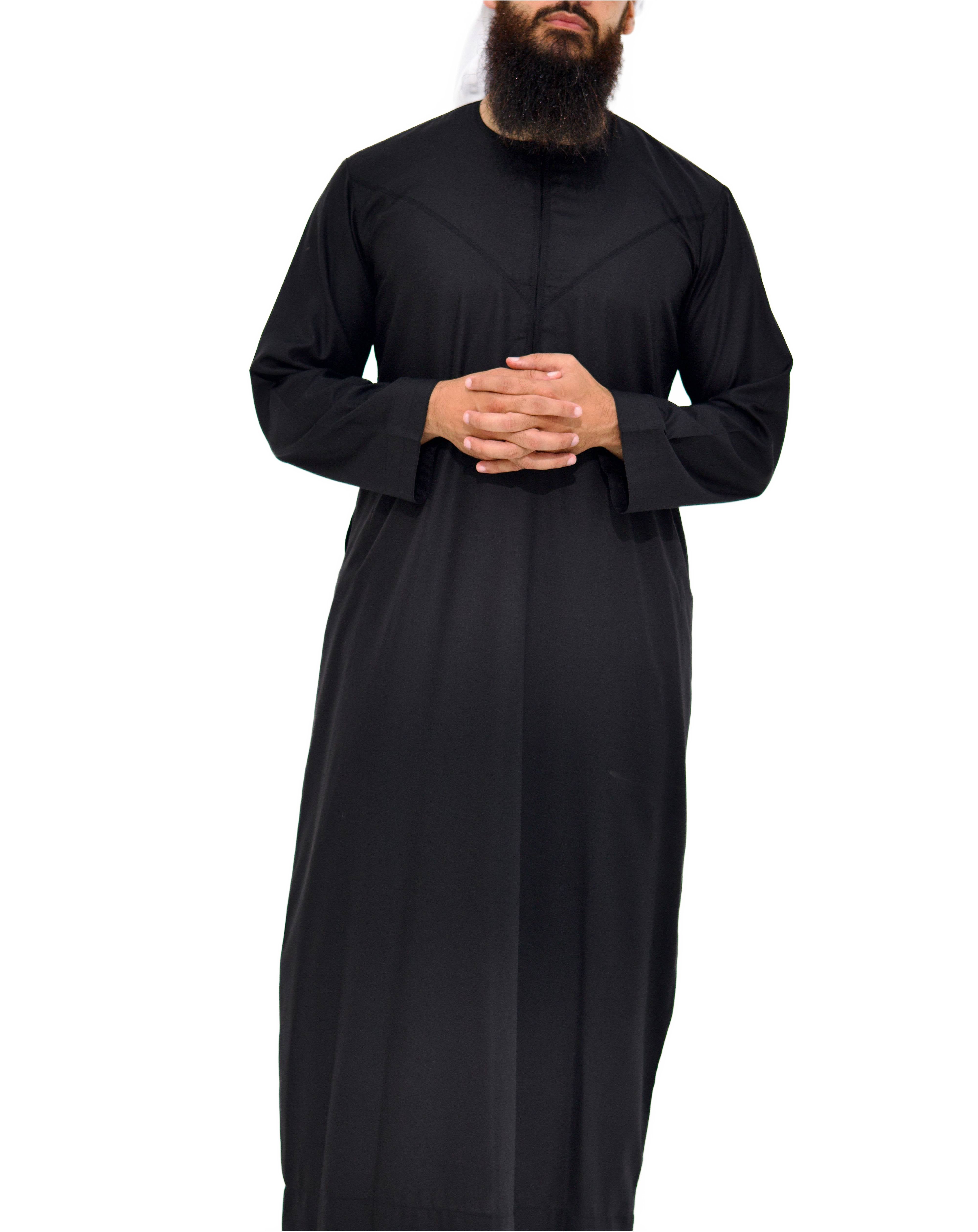 Qamis Emirati coton noir