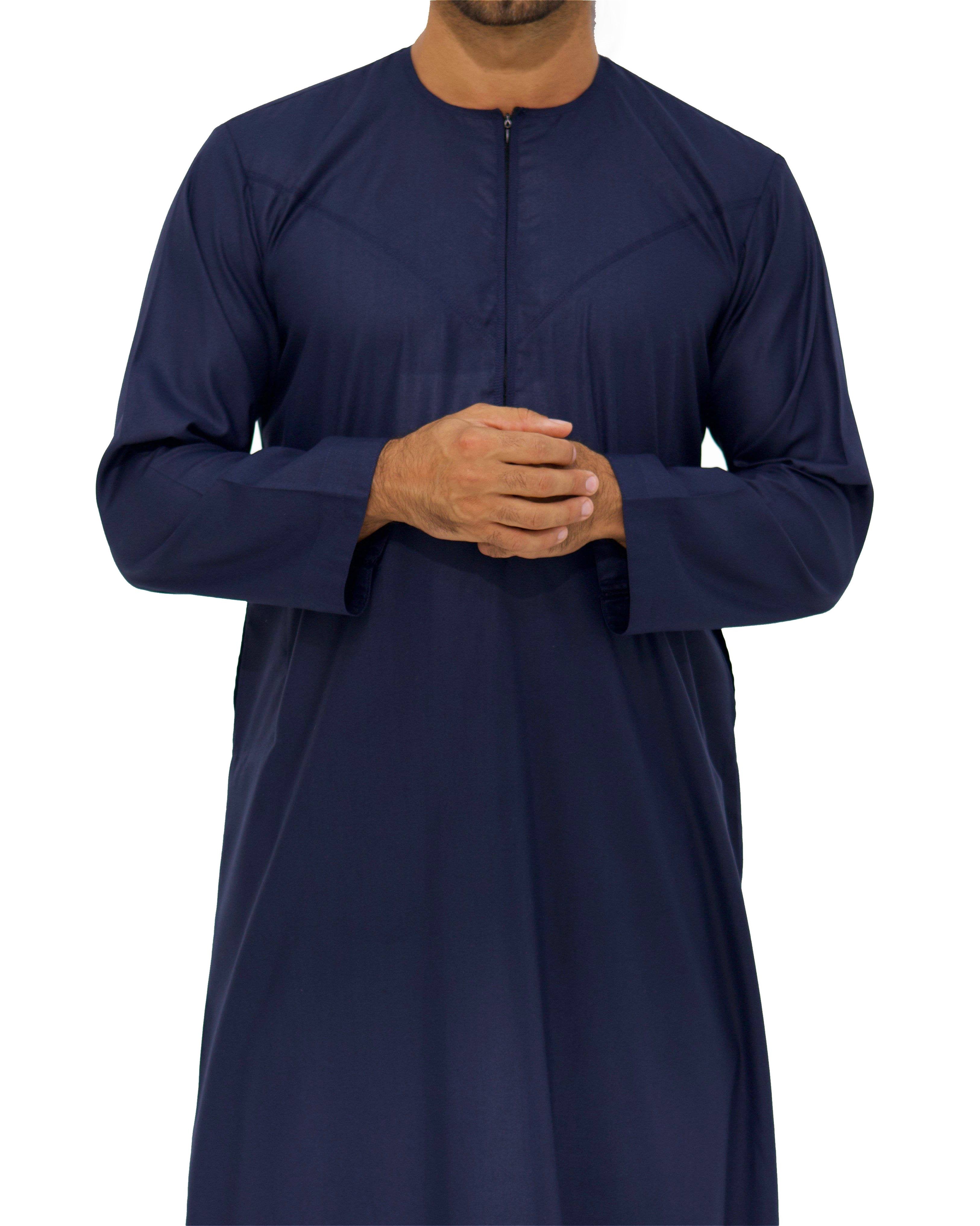 Qamis Emirati coton bleu nuit