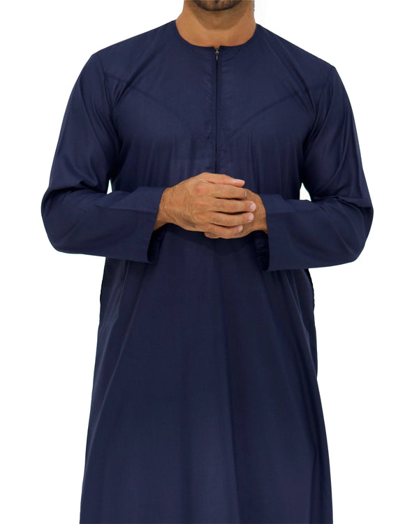 Qamis Emirati coton bleu nuit