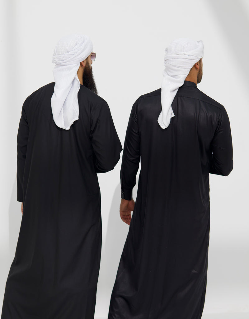Qamis Emirati coton noir