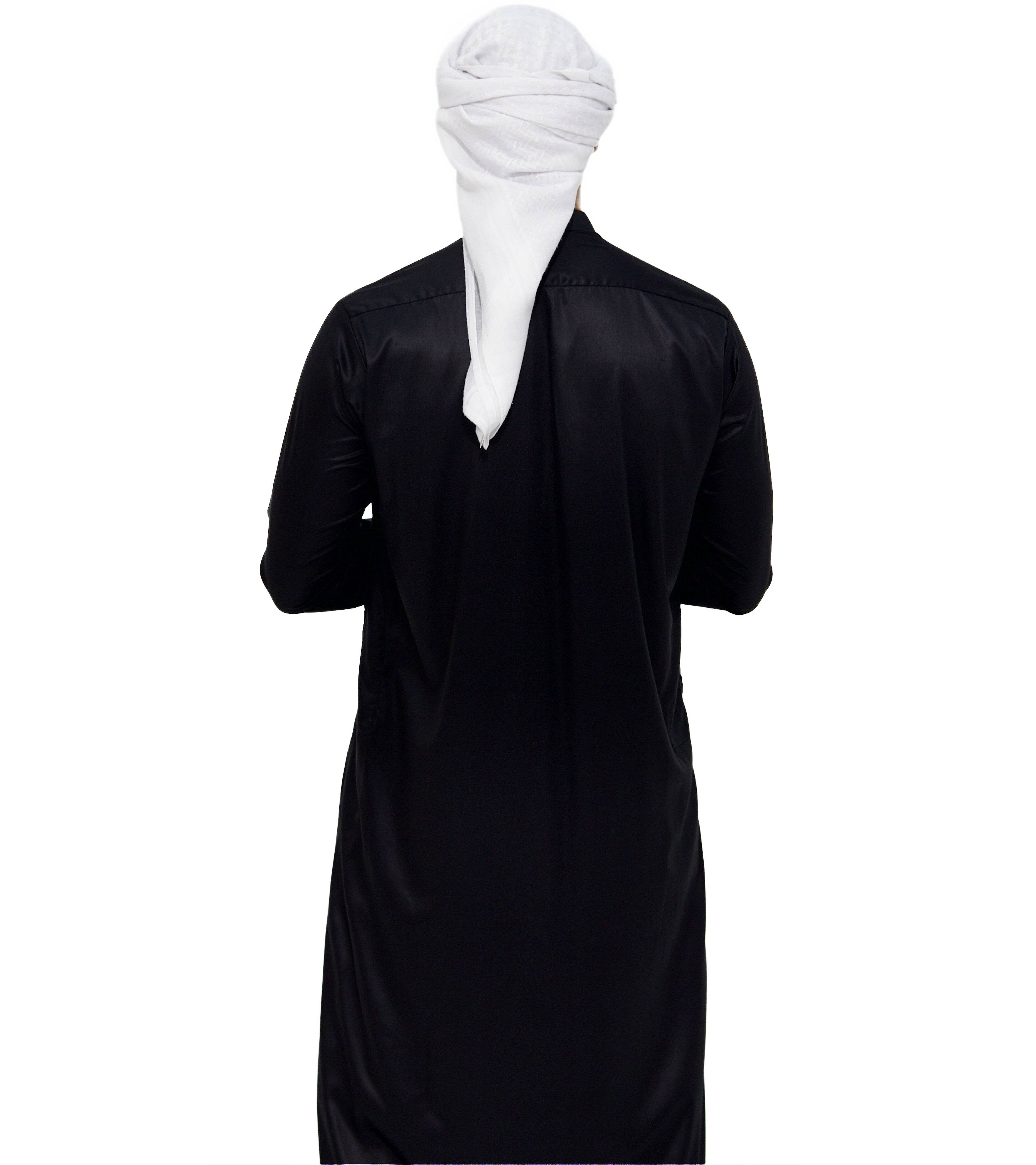 Qamis Emirati Satiné noir