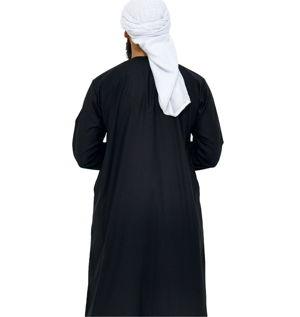 Qamis Emirati coton noir