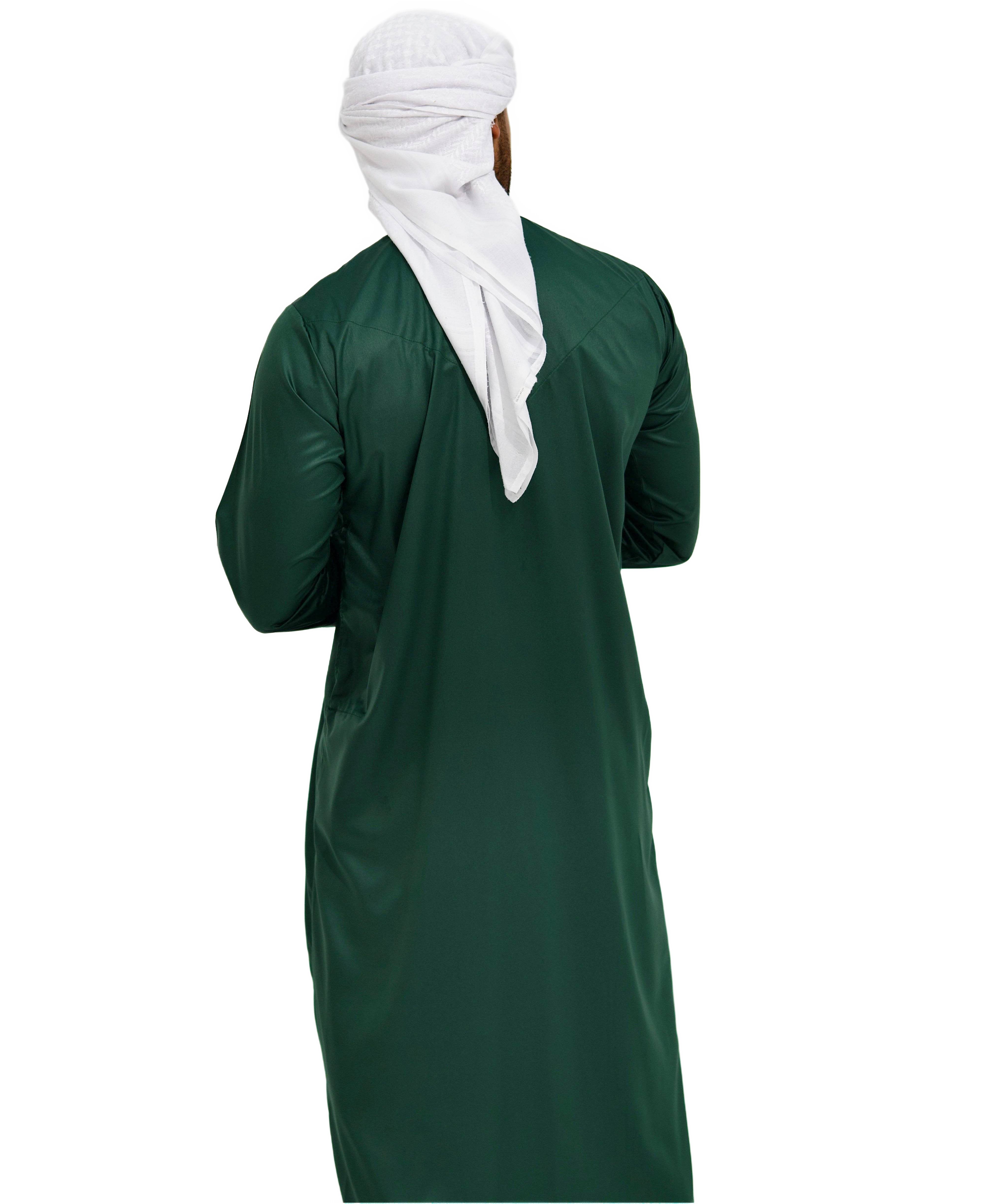 Qamis Emirati Satiné vert bouteille