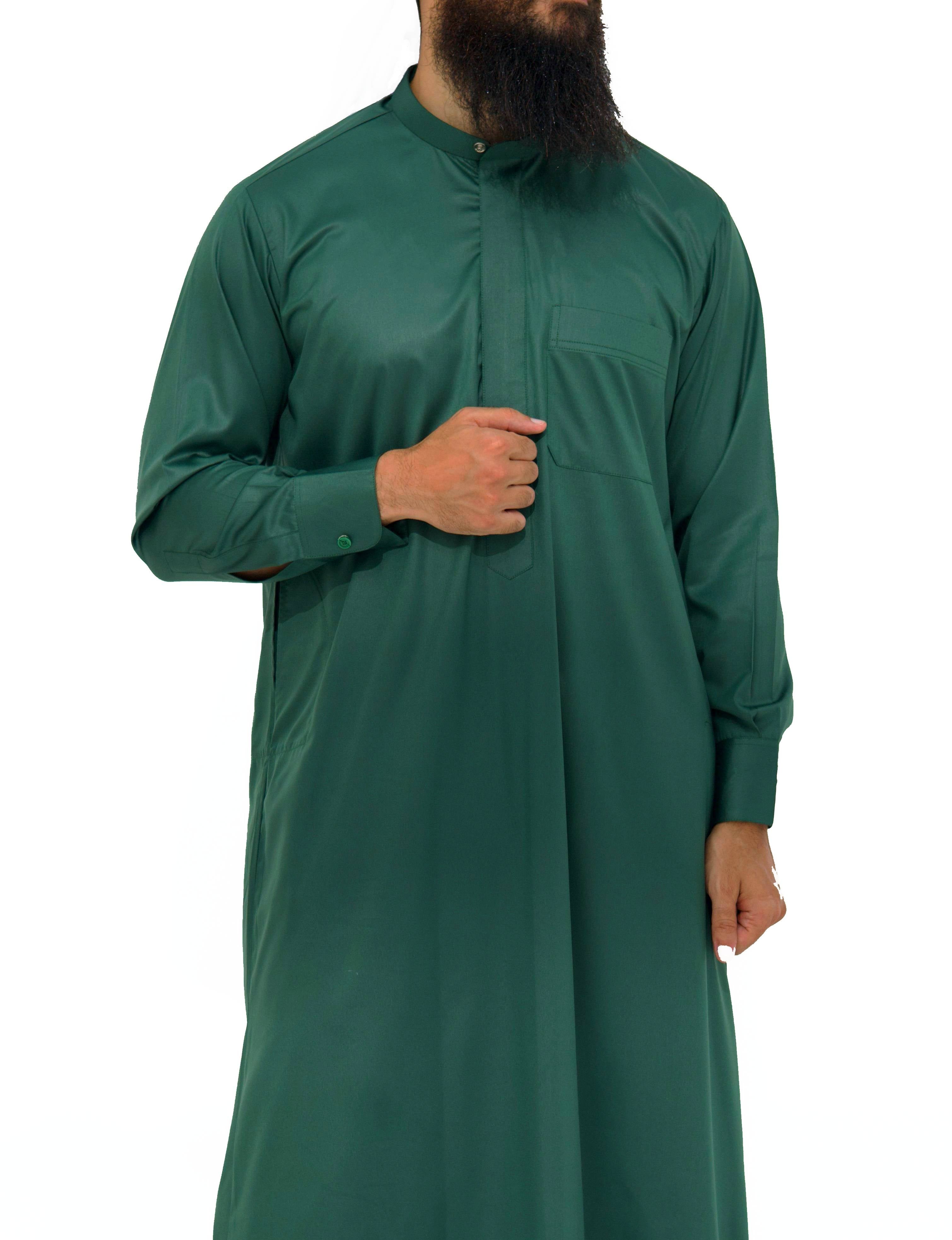 Qamis Saudi Satiné vert bouteille