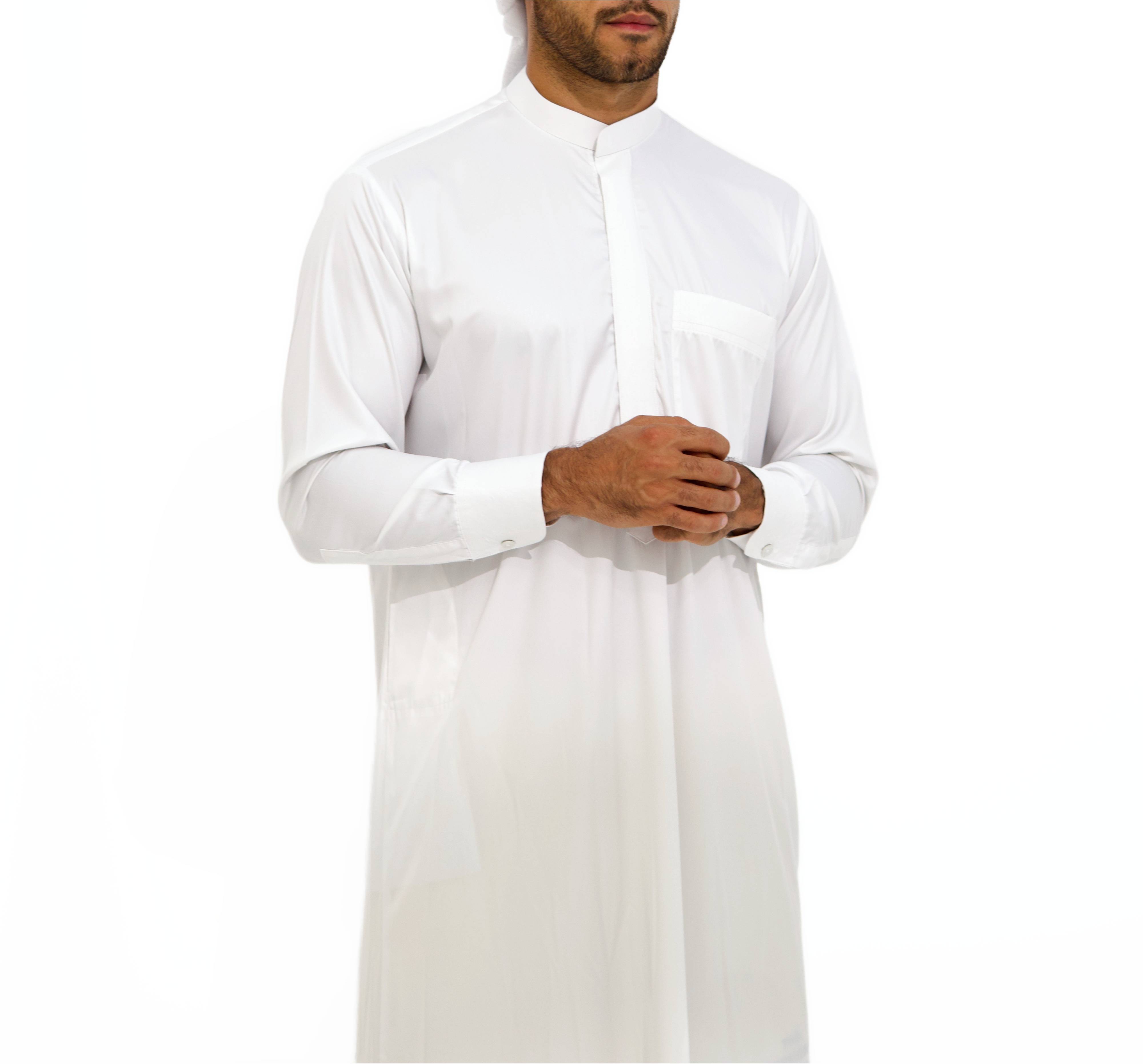 Qamis Saudi Satiné blanc