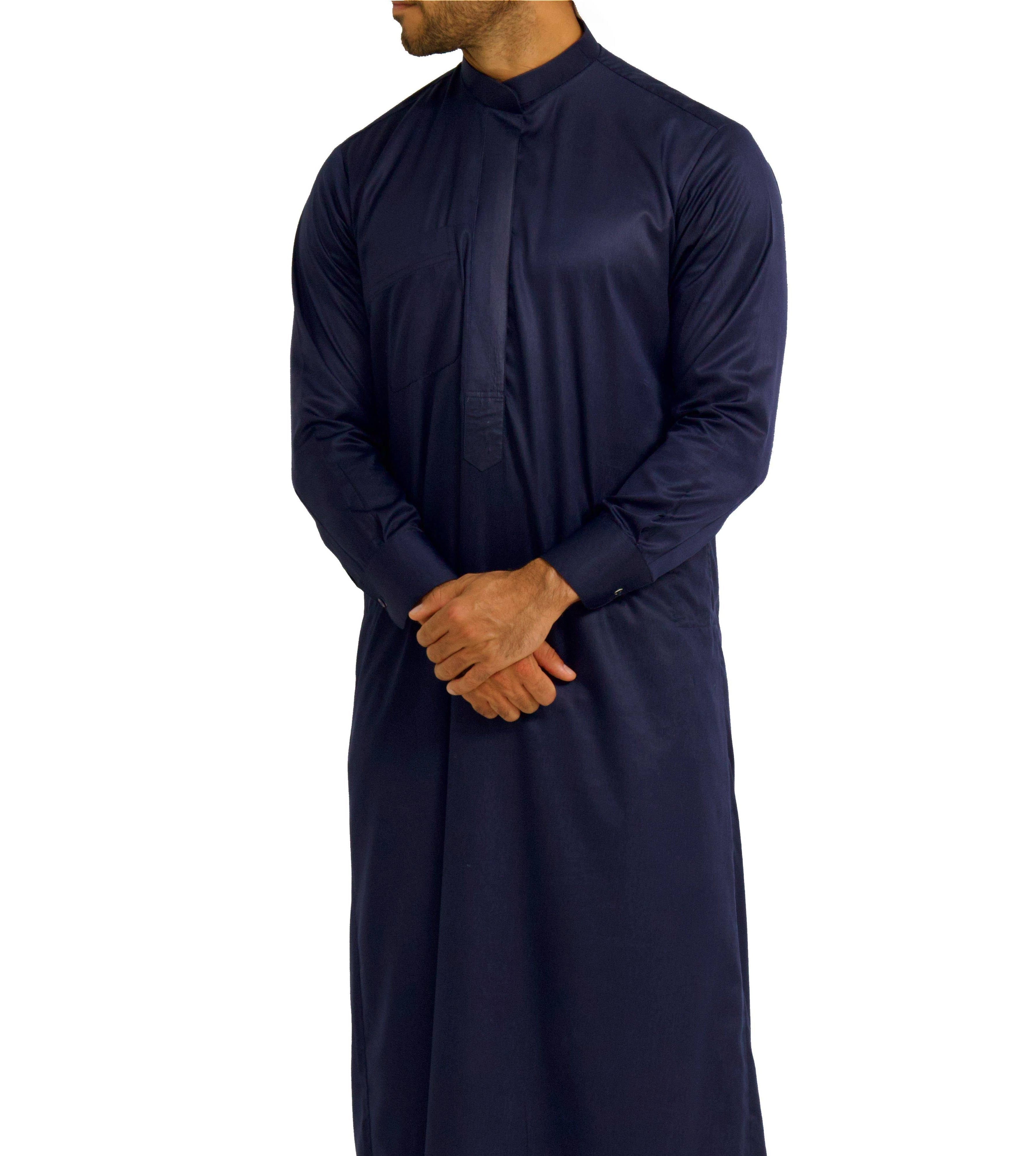 Qamis Saudi Satiné bleu nuit