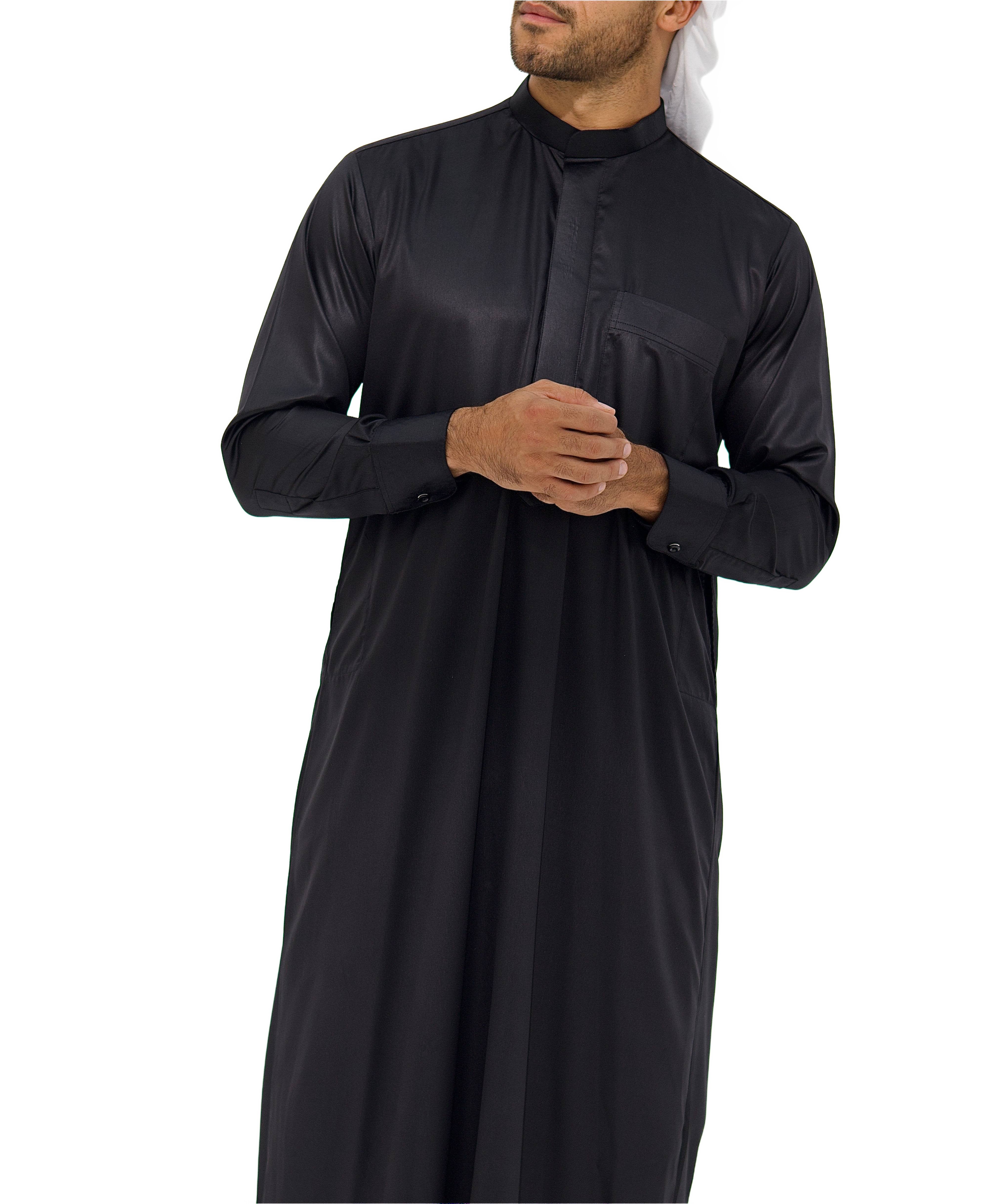 Qamis Saudi Satiné noir