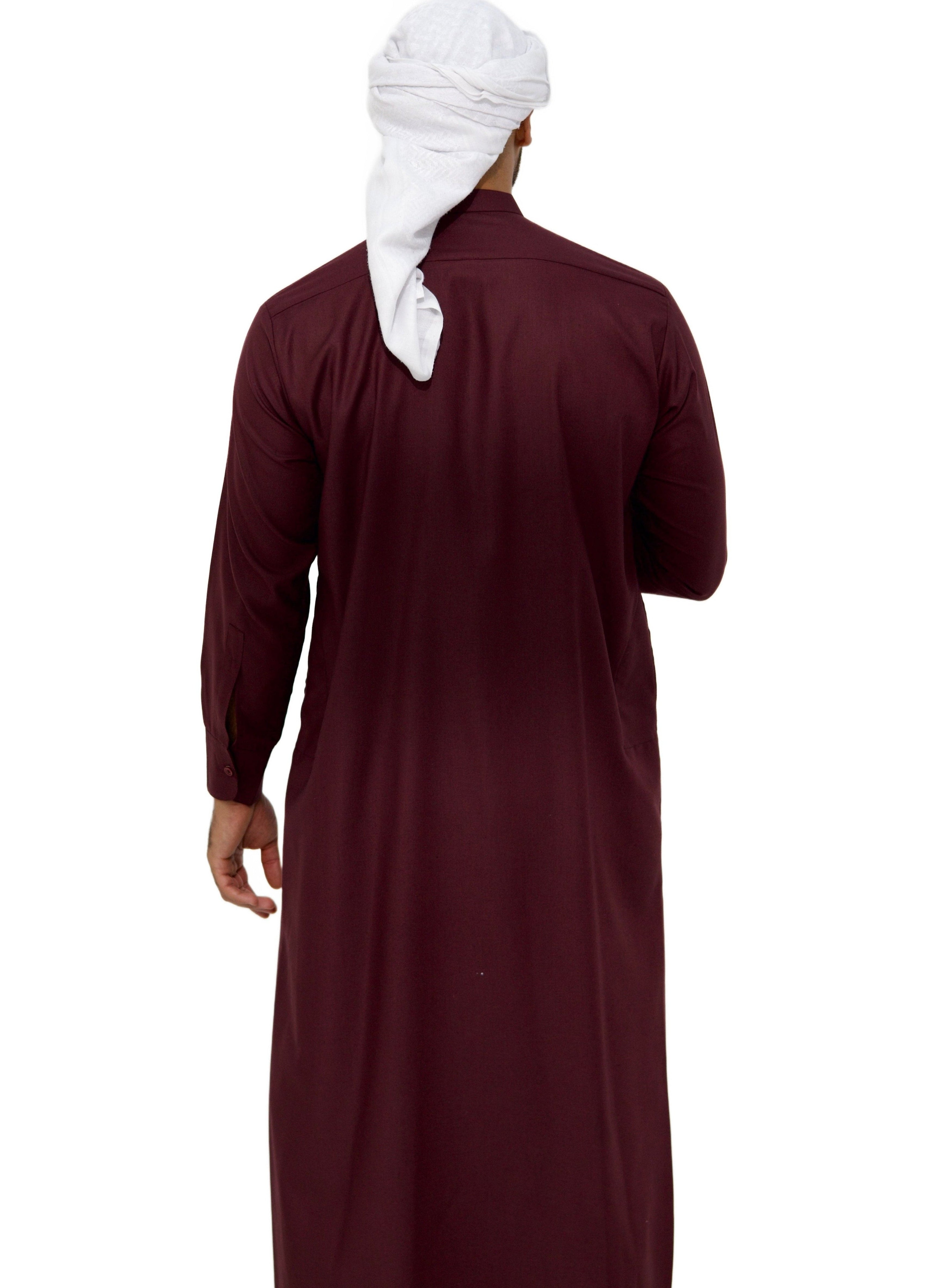 Qamis Saudi Coton bordeaux