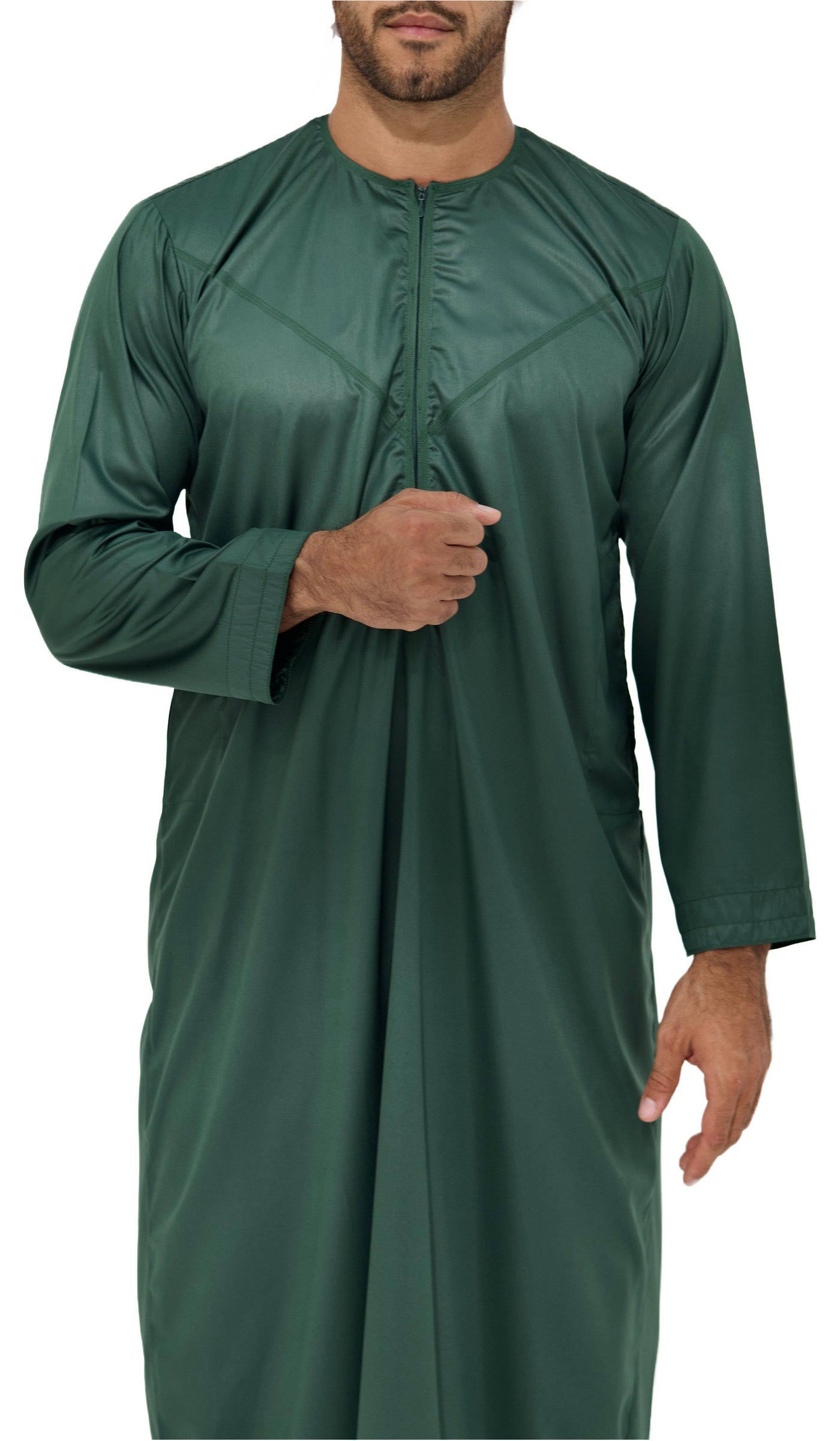 Qamis Emirati Satiné vert bouteille