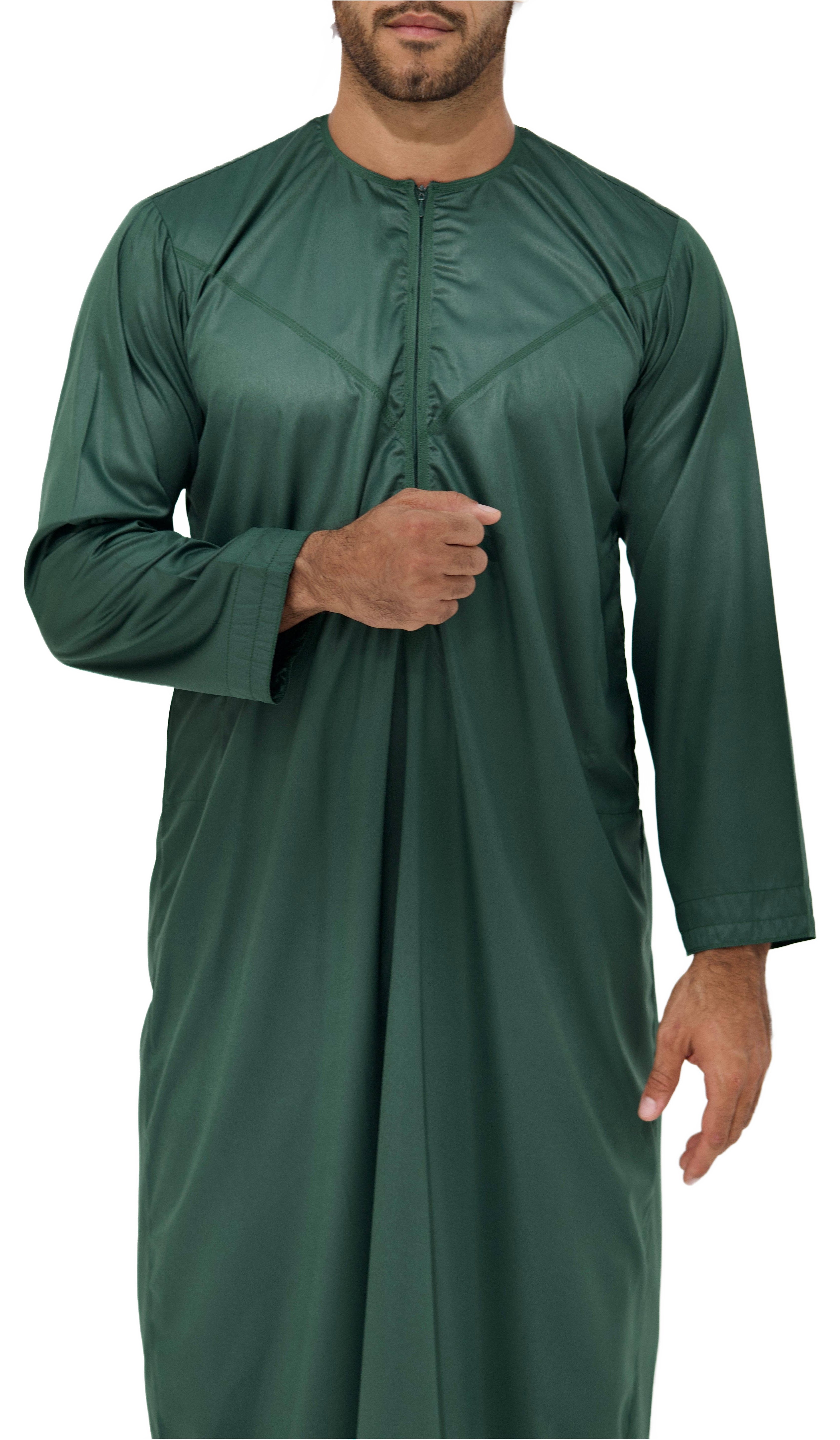 Qamis Emirati Satiné vert bouteille